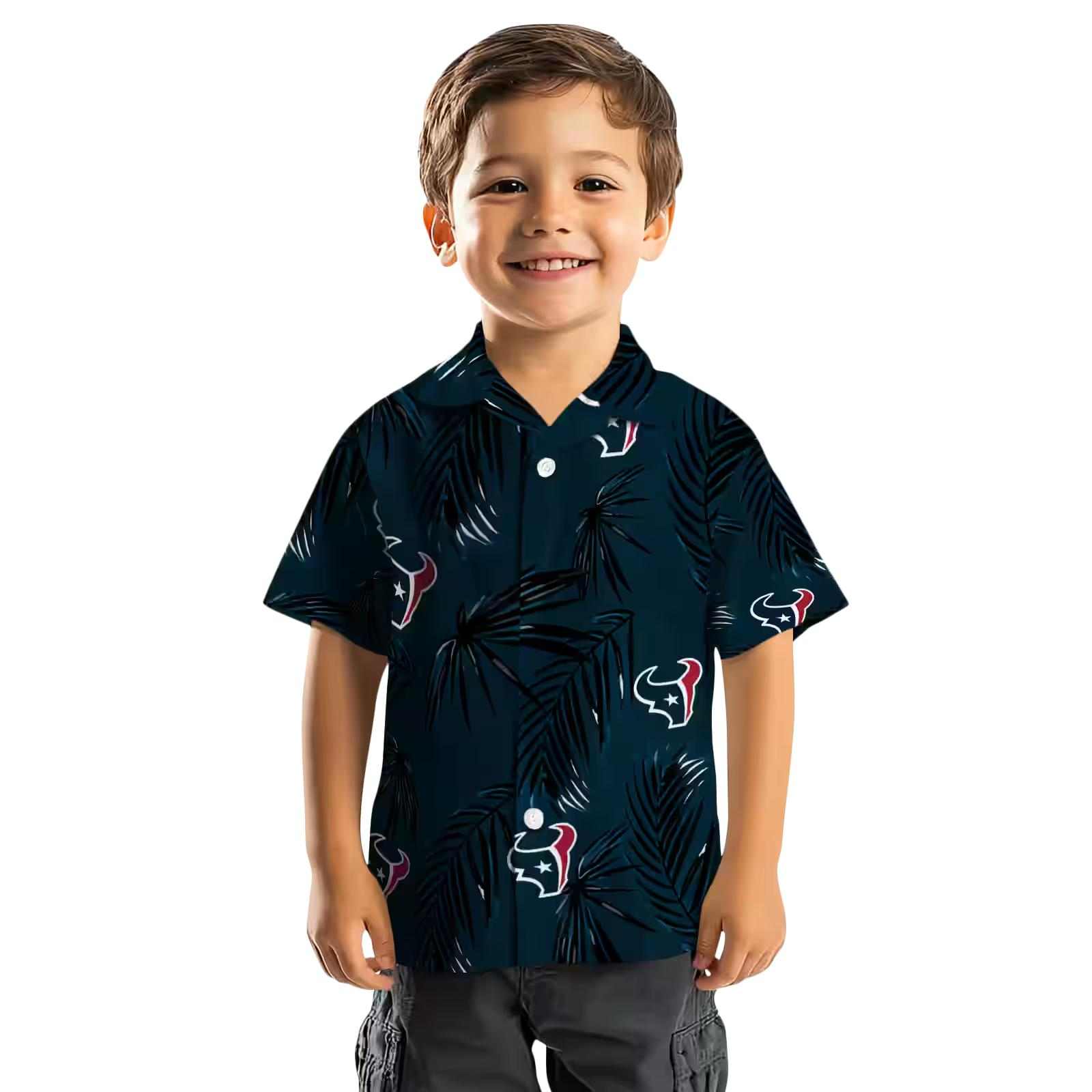 houston texans palm leaf blue hawaiian shirt top rated