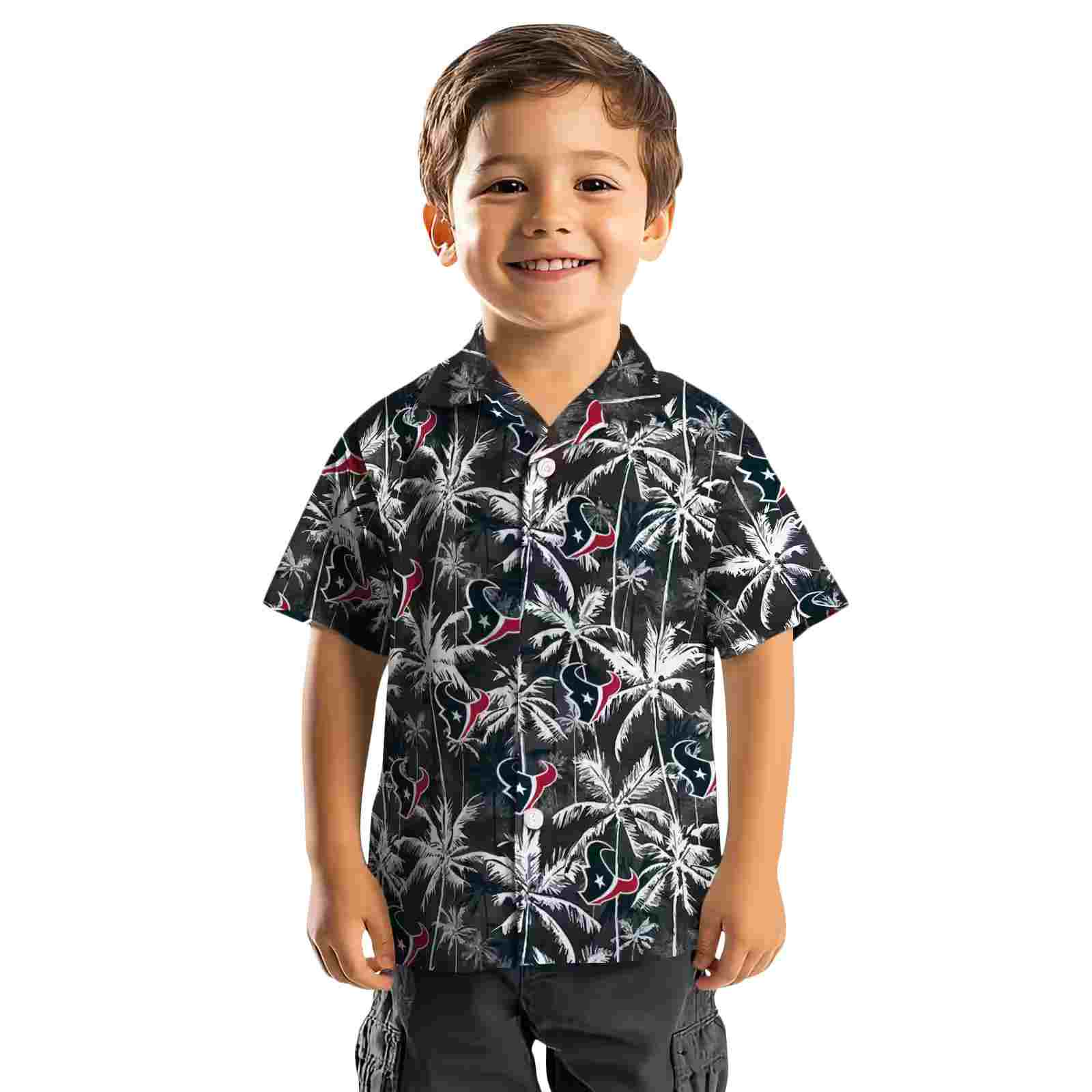 houston texans palm pattern blue black hawaiian shirt top rated