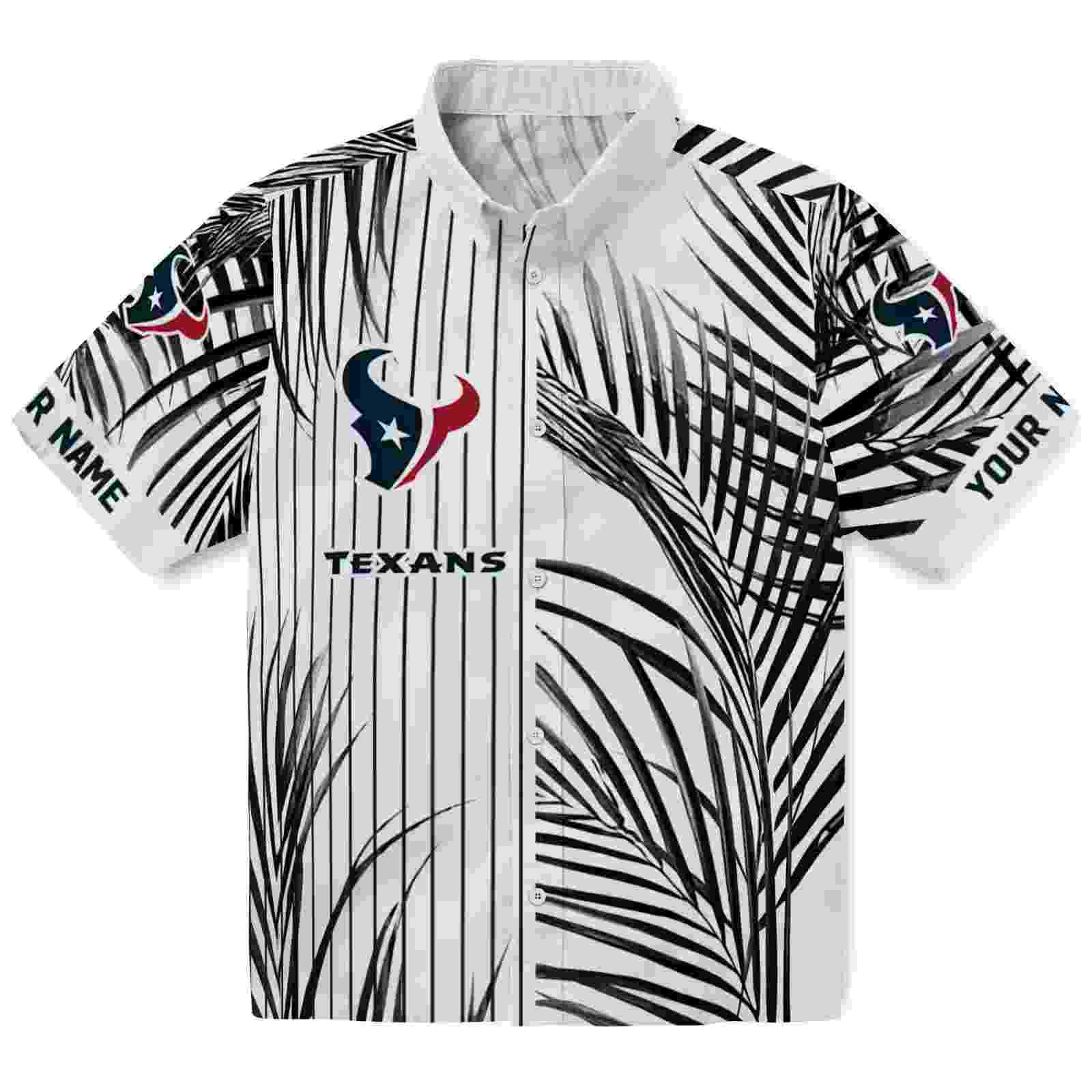 houston texans palm stripes blue black white hawaiian shirt best selling