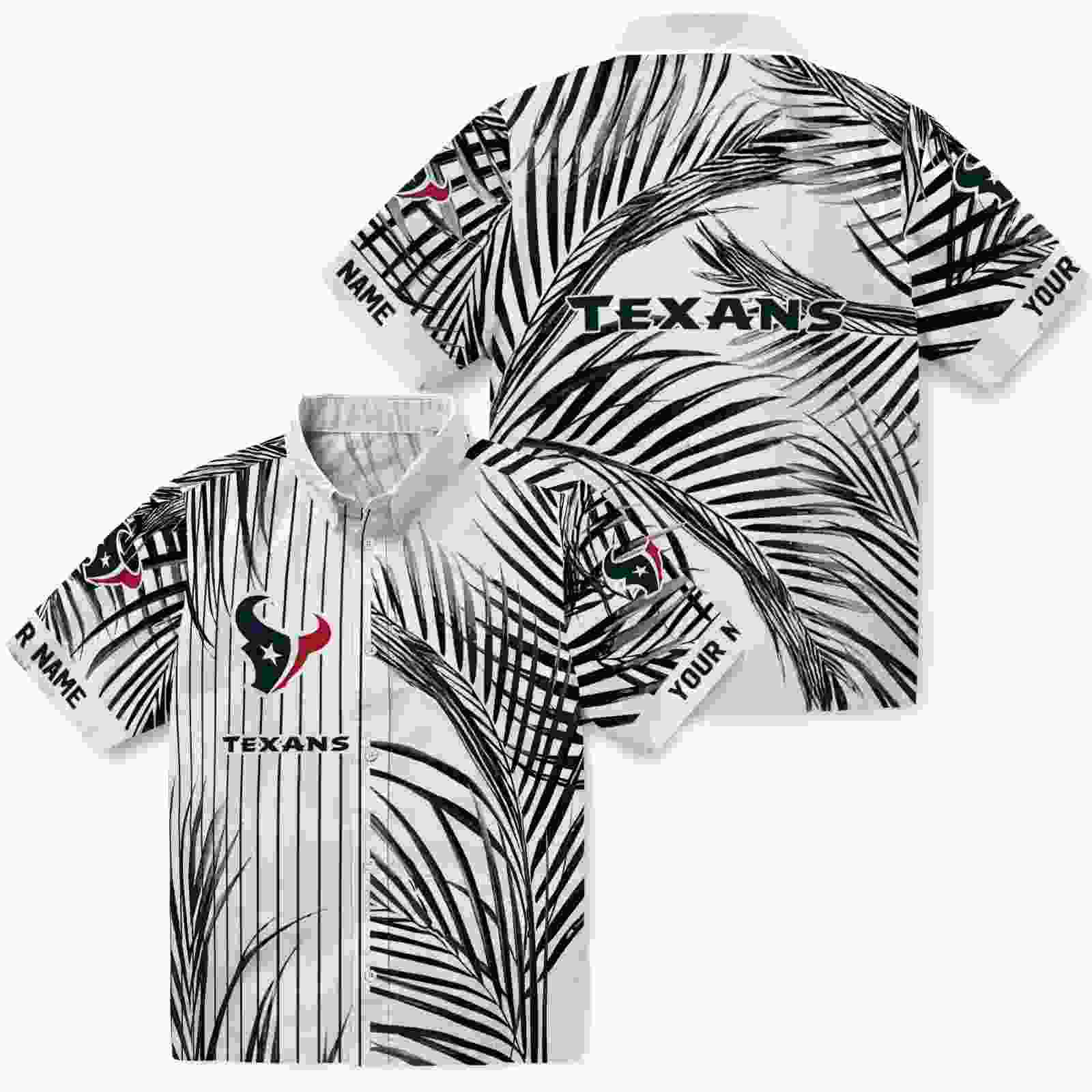 houston texans palm stripes blue black white hawaiian shirt high quality