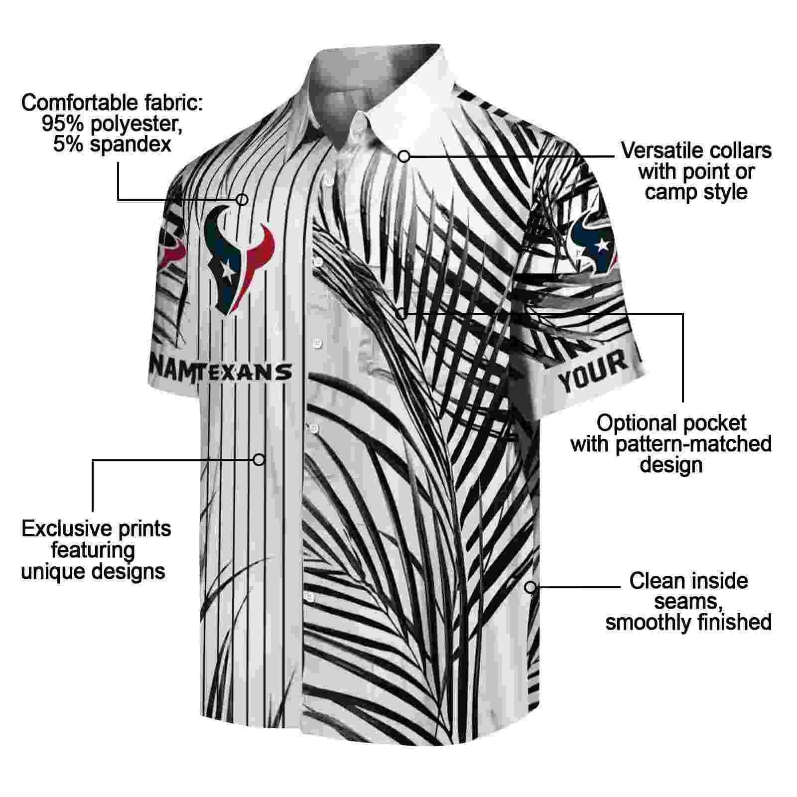 houston texans palm stripes blue black white hawaiian shirt new arrival