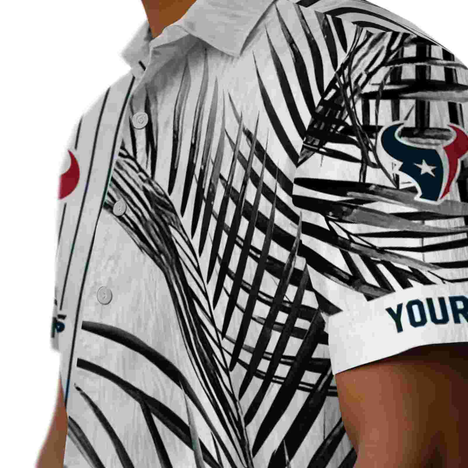 houston texans palm stripes blue black white hawaiian shirt trendy