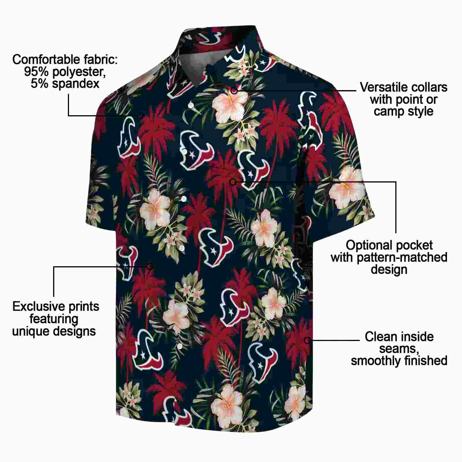 houston texans palm tree flower blue hawaiian shirt new arrival