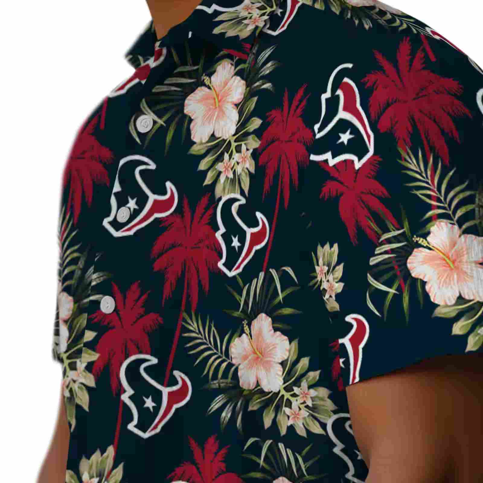 houston texans palm tree flower blue hawaiian shirt trendy