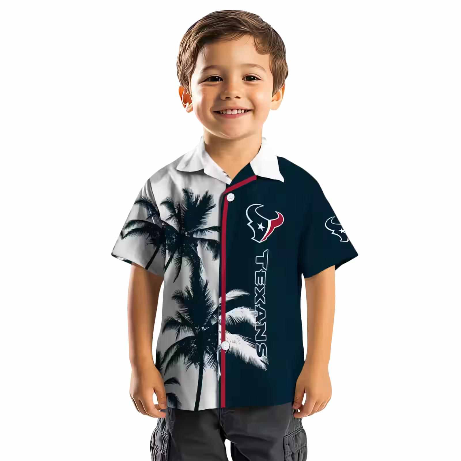 houston texans palm trees blue white hawaiian shirt top rated