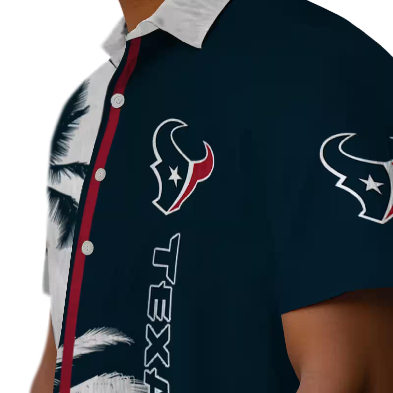 houston texans palm trees blue white hawaiian shirt trendy