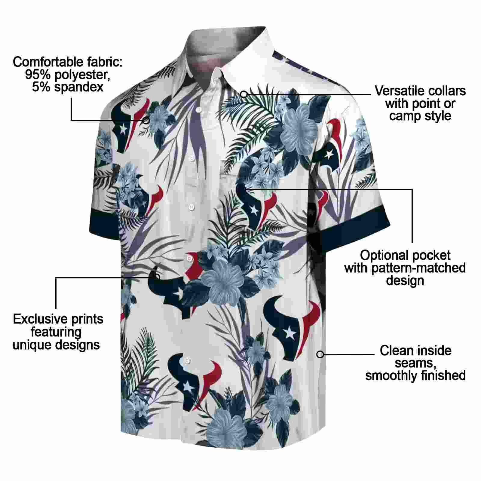 houston texans patriotic hibiscus design blue white hawaiian shirt new arrival