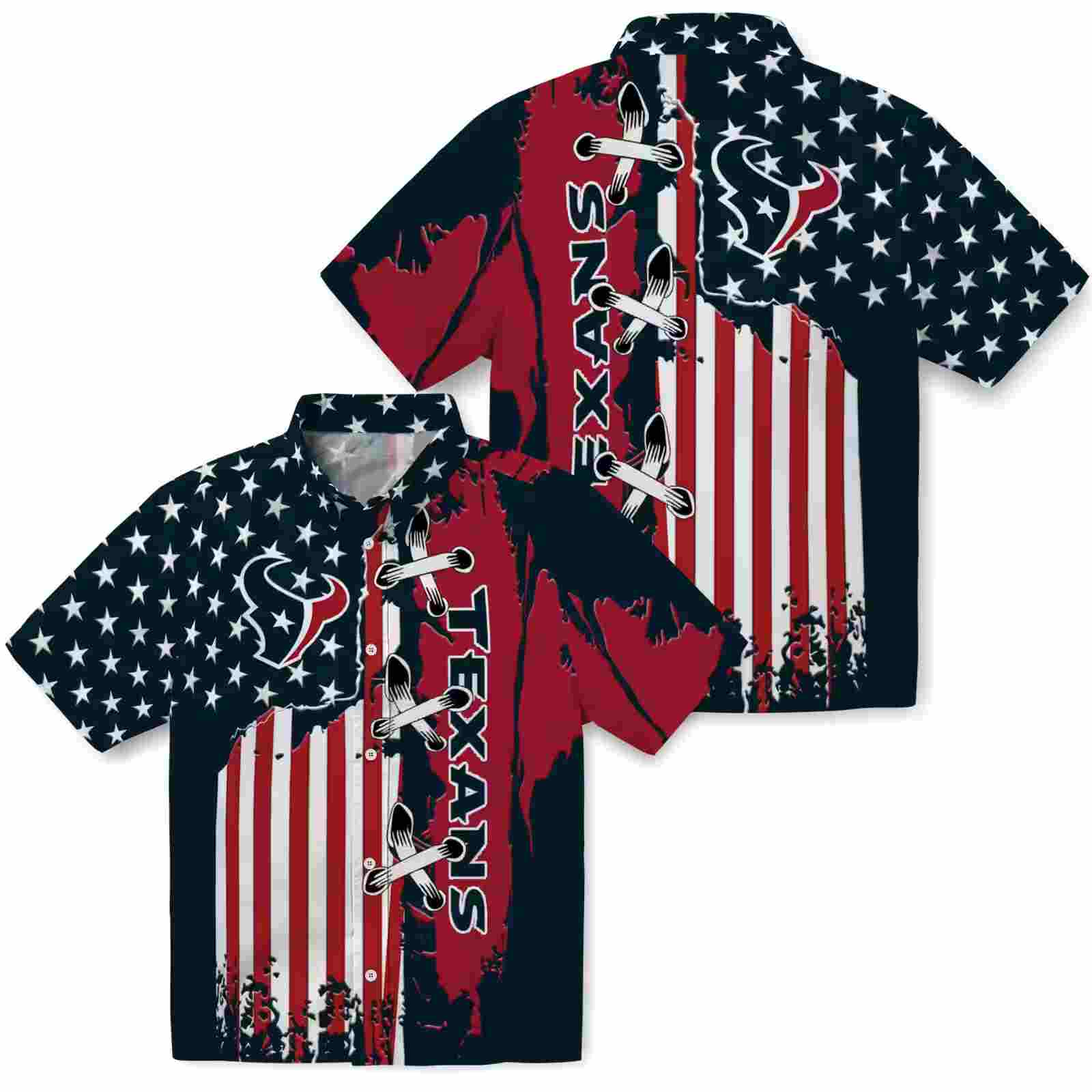 houston texans stitched flag blue hawaiian shirt high quality