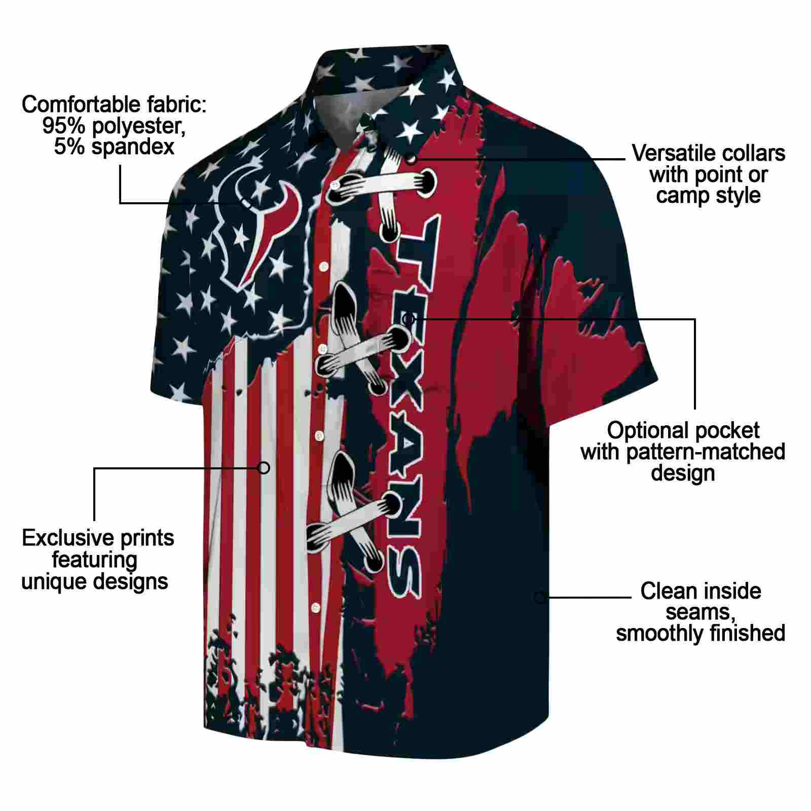 houston texans stitched flag blue hawaiian shirt new arrival