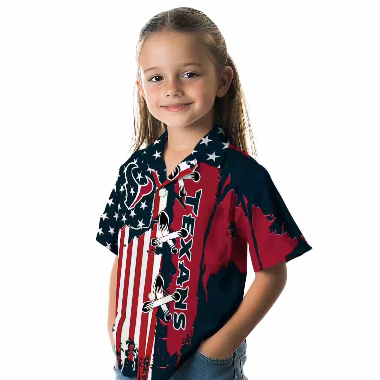 houston texans stitched flag blue hawaiian shirt premium grade