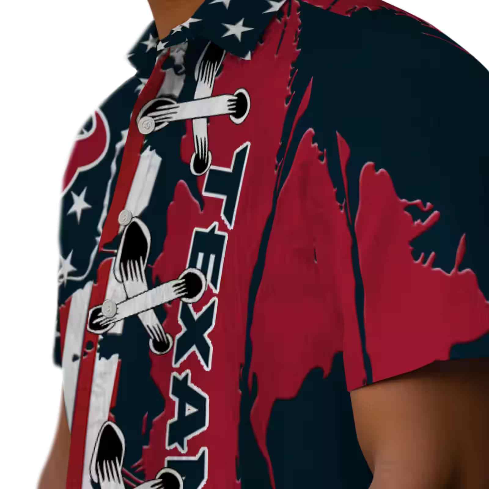 houston texans stitched flag blue hawaiian shirt trendy