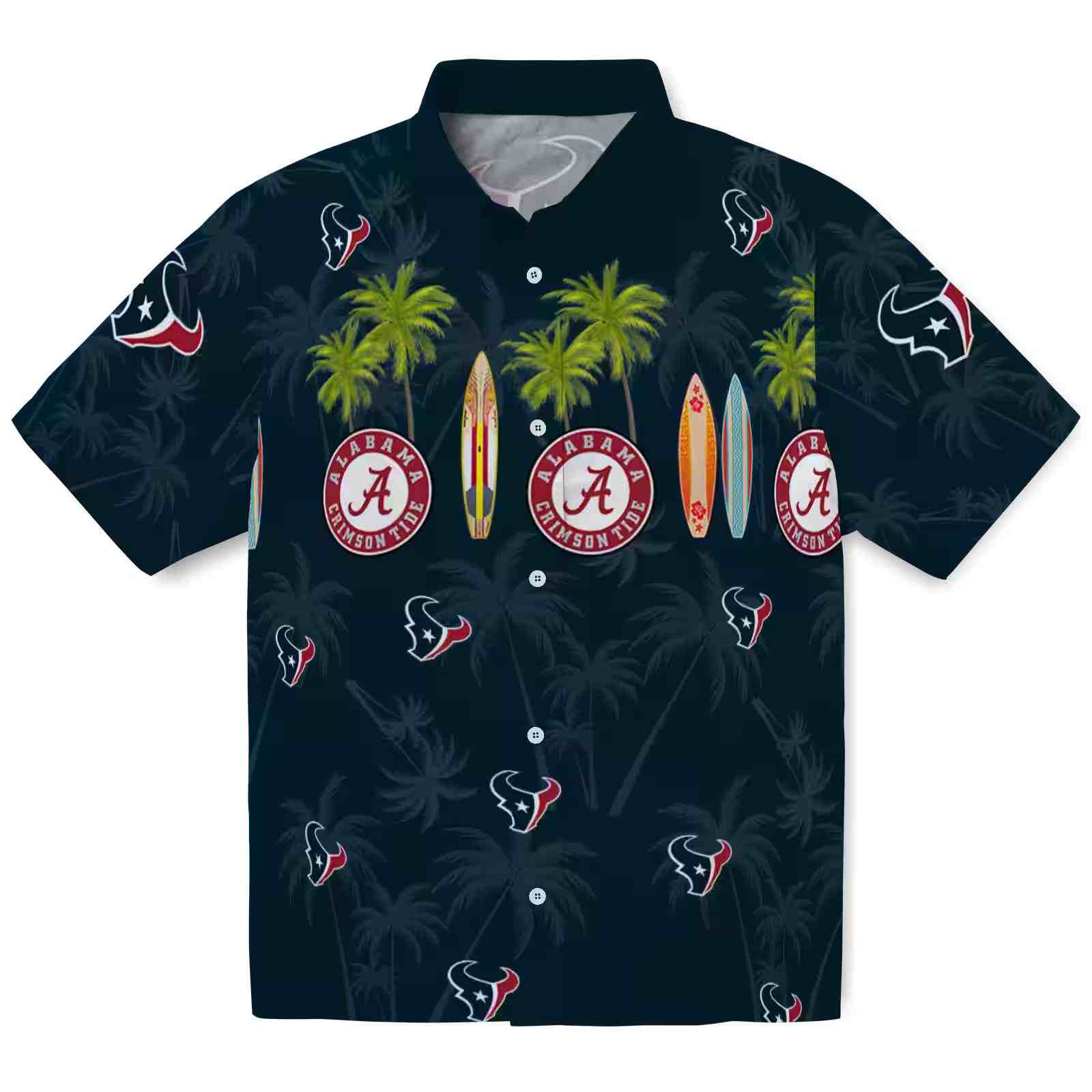 houston texans surfboard palm blue hawaiian shirt best selling