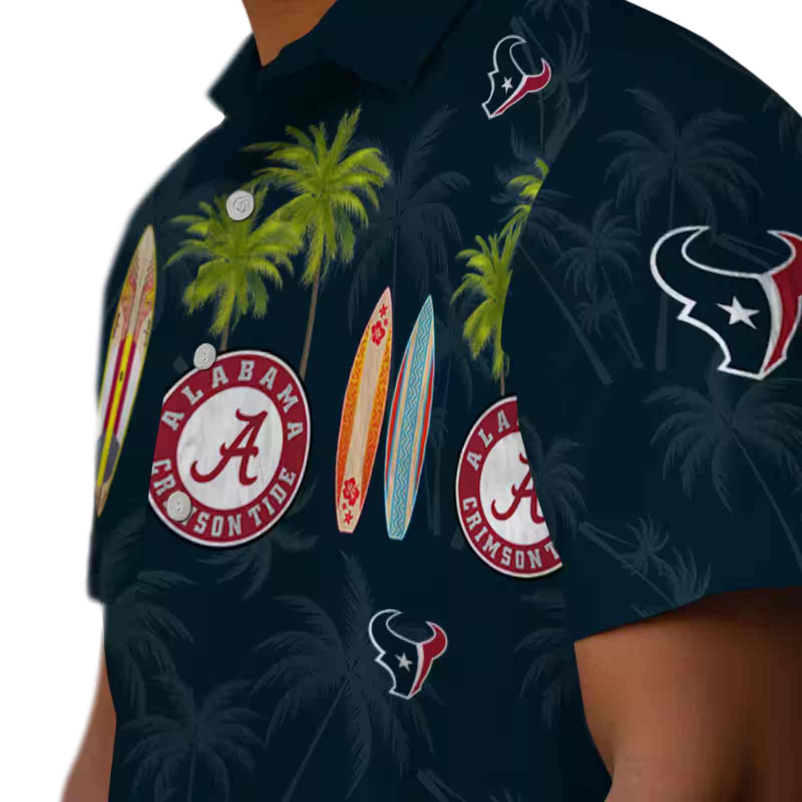 houston texans surfboard palm blue hawaiian shirt trendy