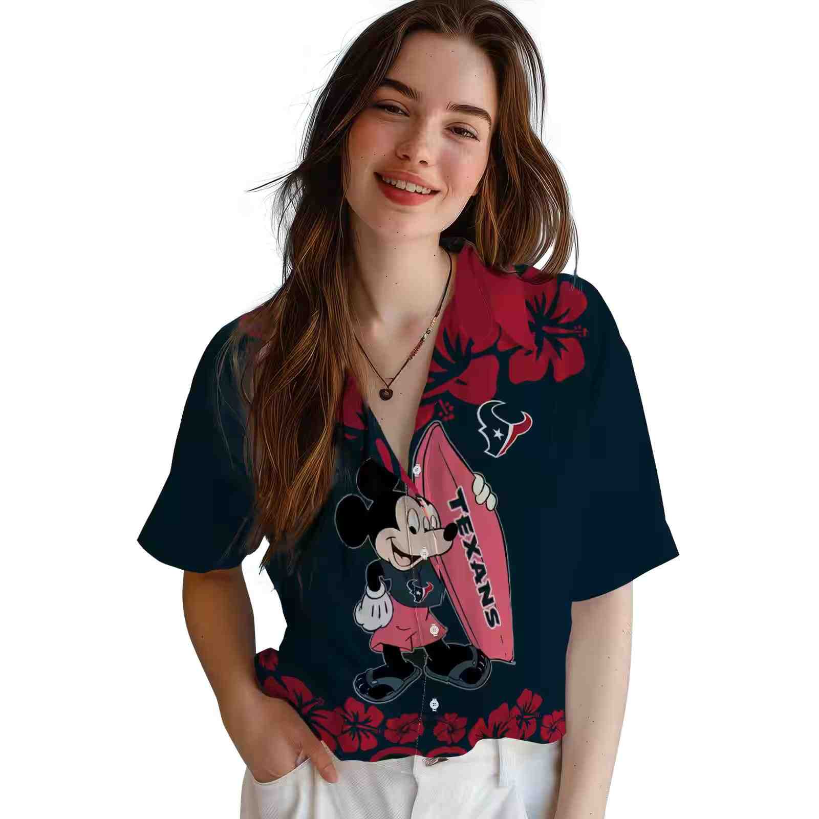 houston texans surfing mickey blue hawaiian shirt latest model