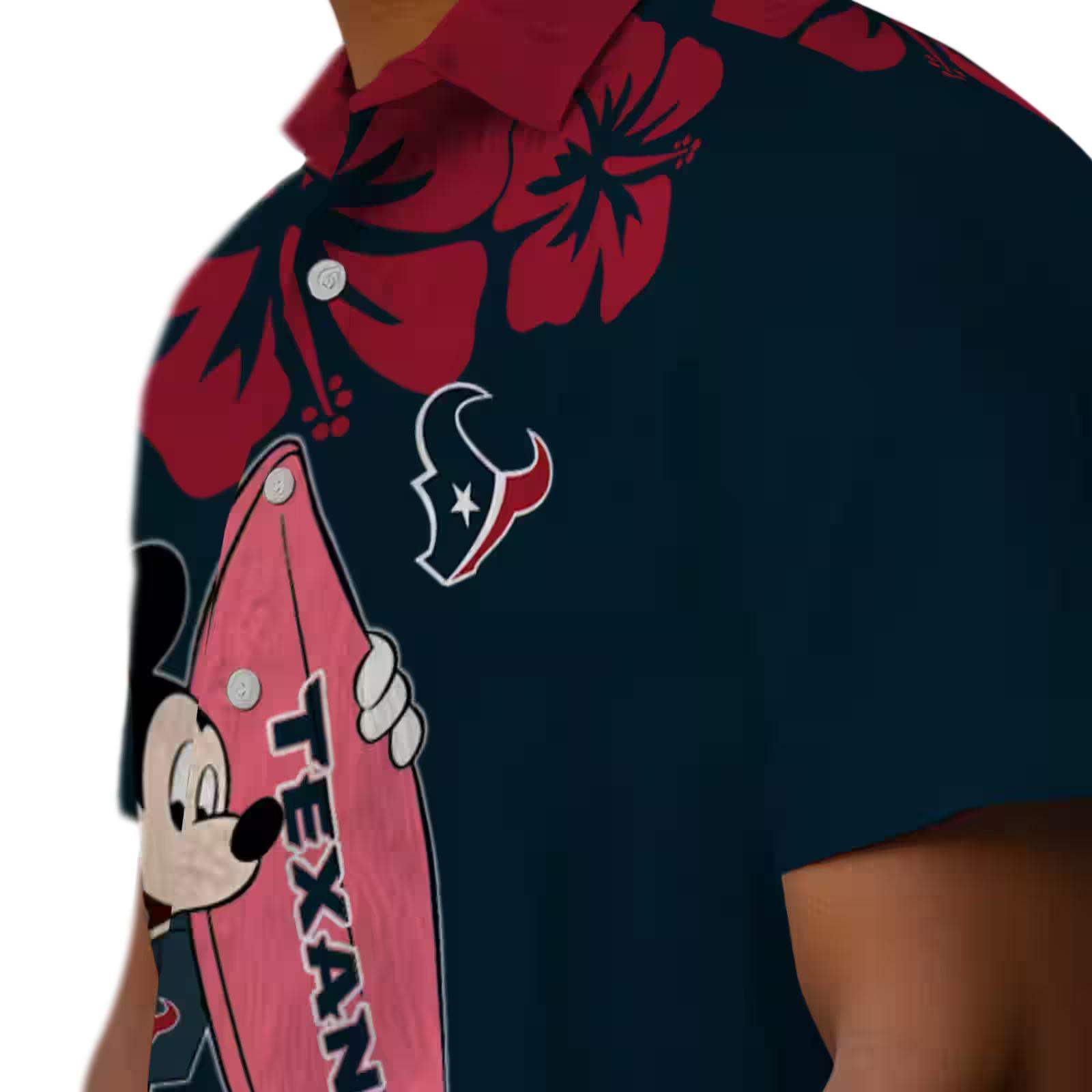 houston texans surfing mickey blue hawaiian shirt trendy