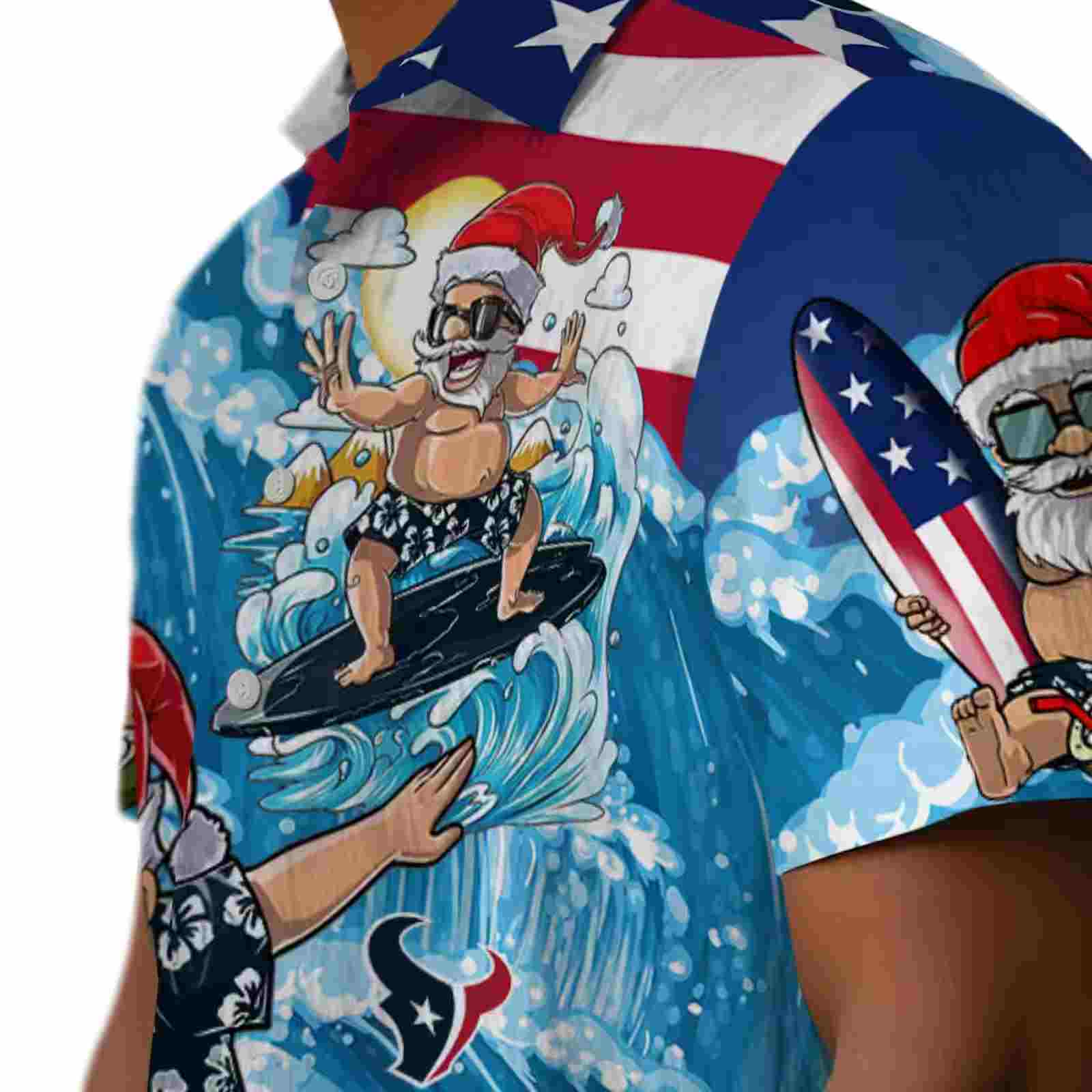 houston texans surfing santa blue hawaiian shirt trendy