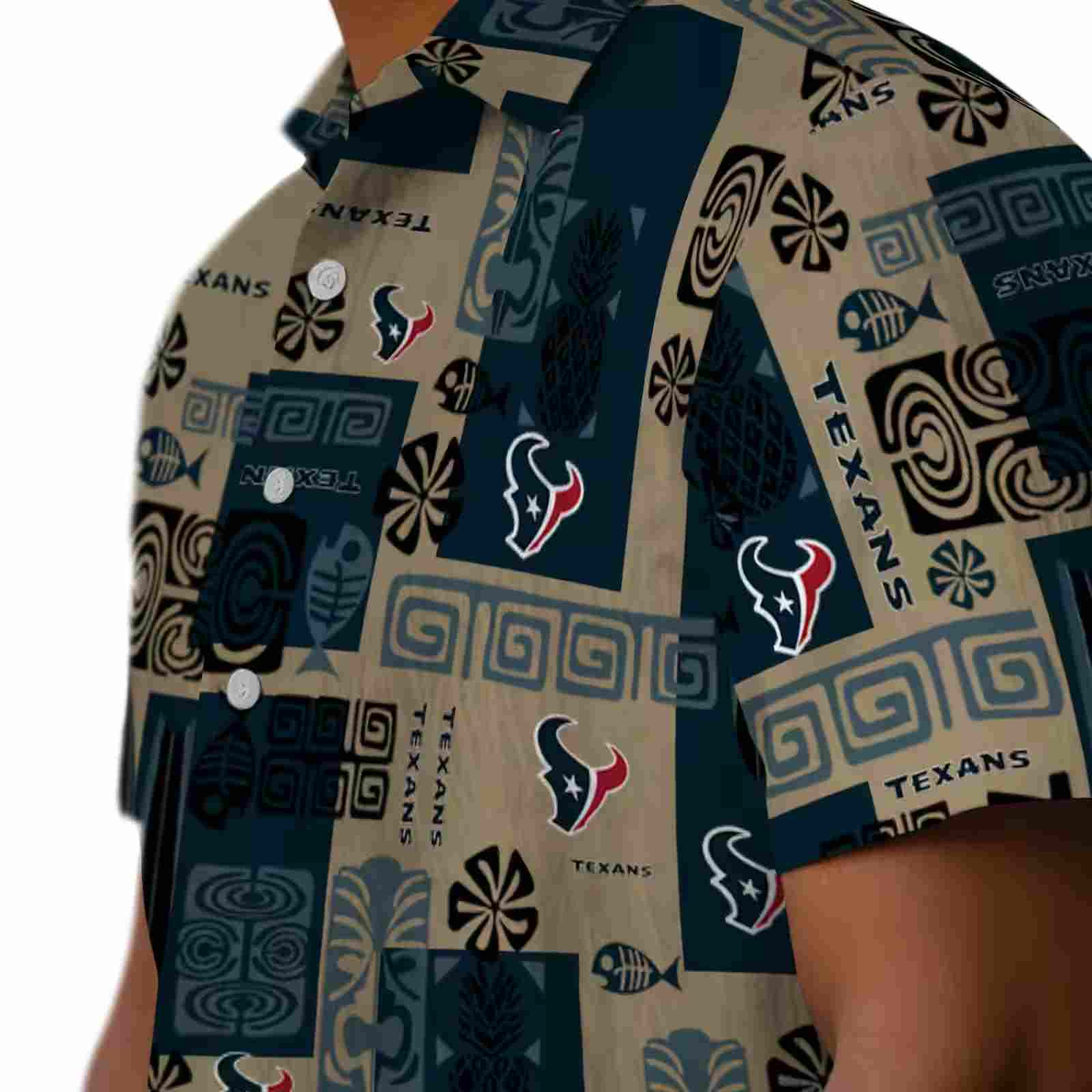 houston texans tribal symbols blue hawaiian shirt trendy