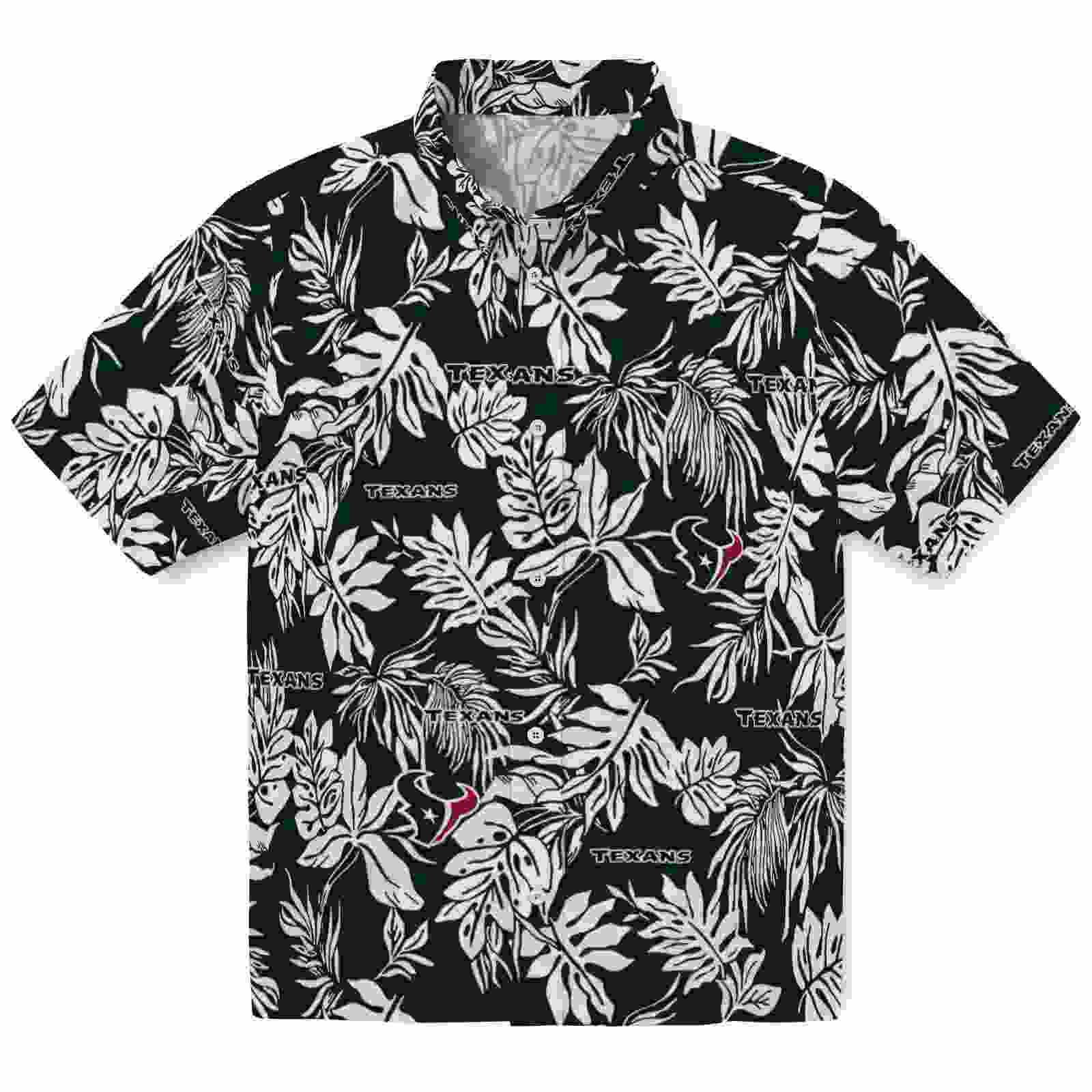 Houston Texans Tropical Leaf Blue White Hawaiian Shirt