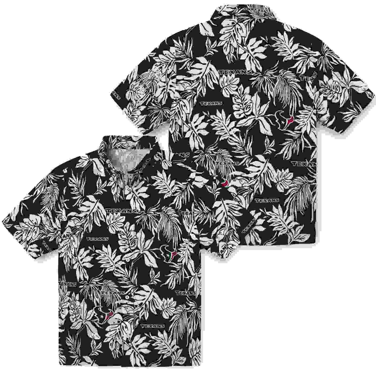 houston texans tropical leaf blue white hawaiian shirt high quality