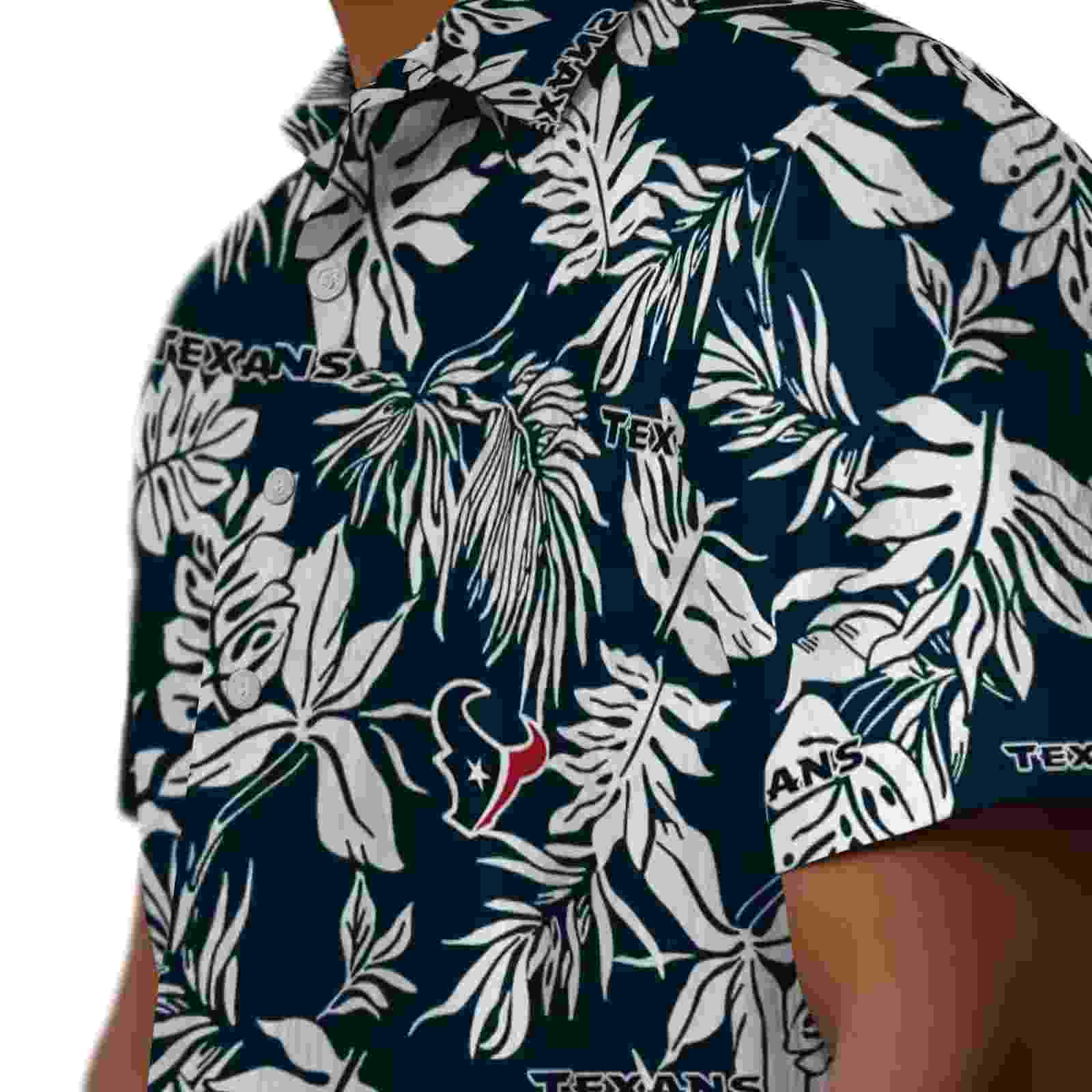 houston texans tropical leaf blue white hawaiian shirt trendy