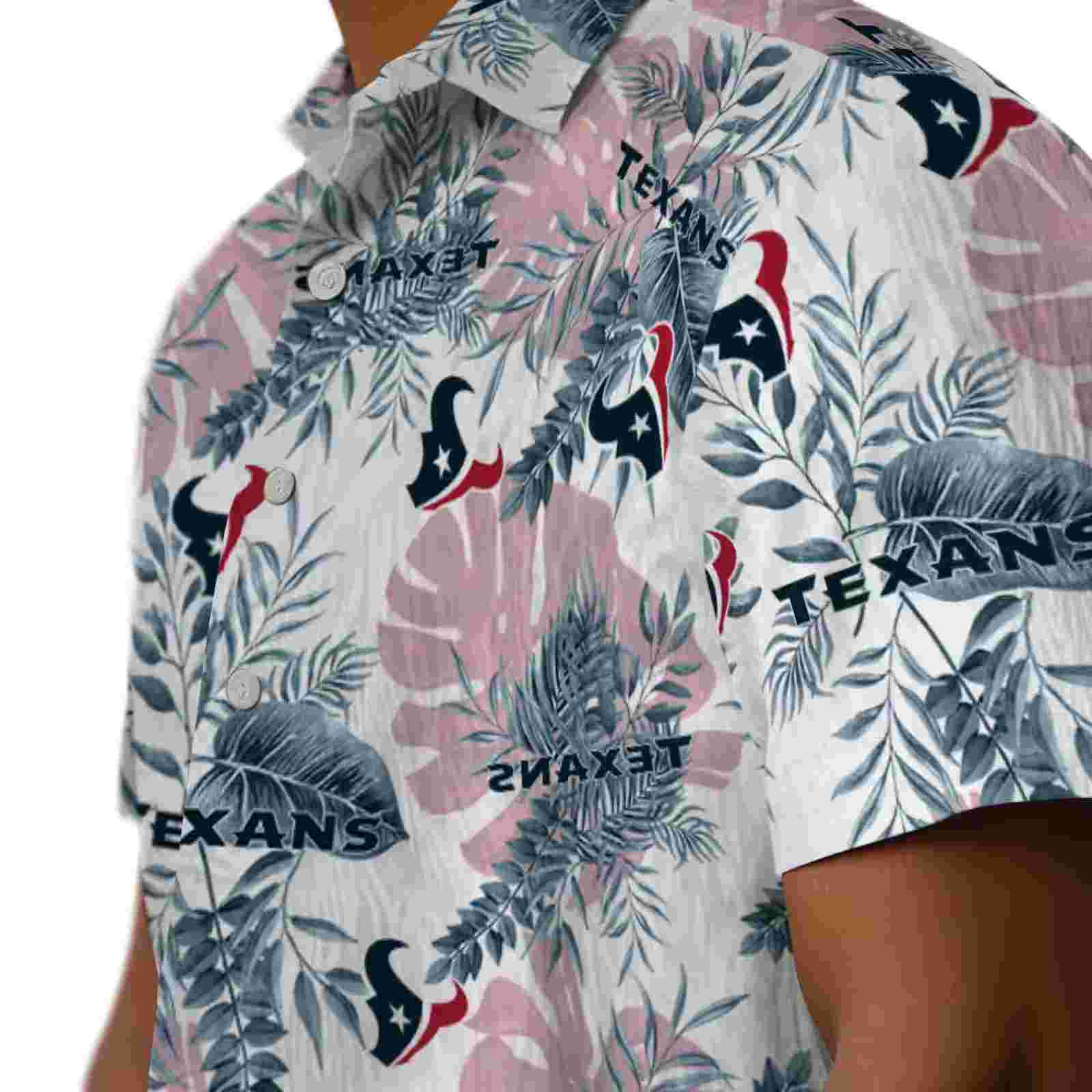 houston texans tropical leaves blue white hawaiian shirt trendy