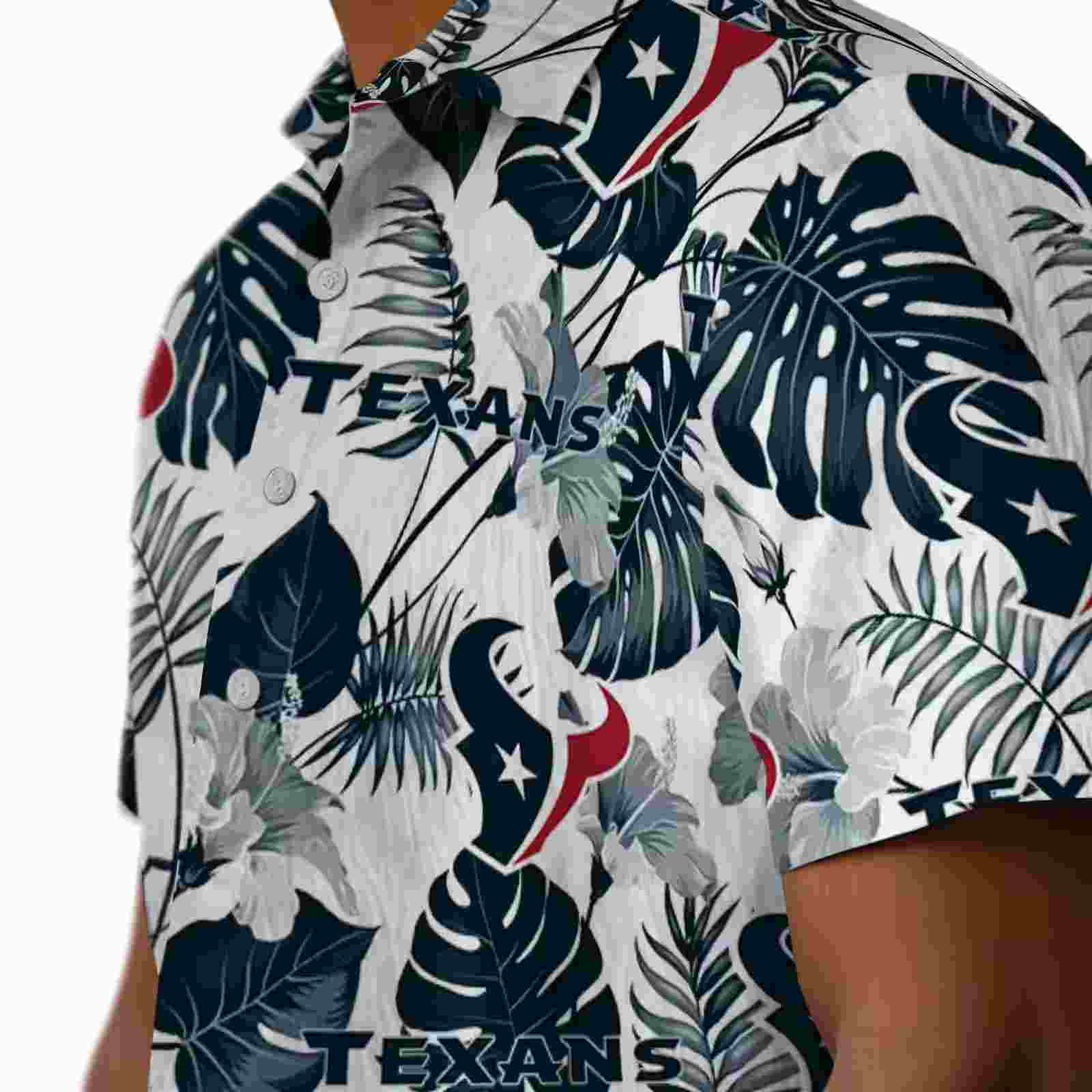 houston texans tropical plants blue white hawaiian shirt trendy