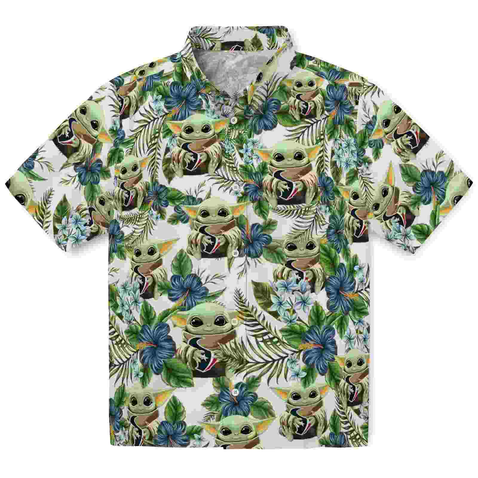 Houston Texans Tropical Yoda Green Hawaiian Shirt