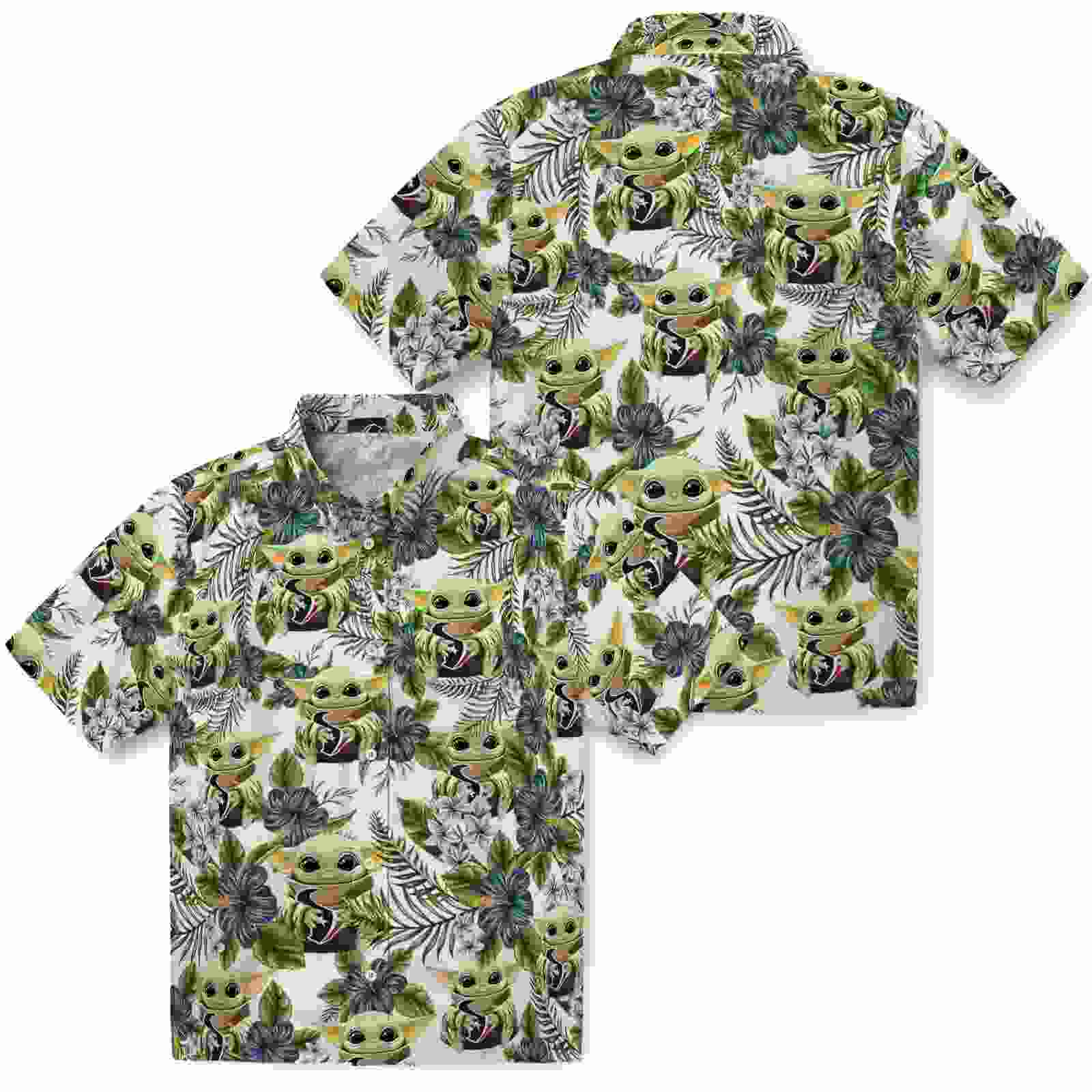 houston texans tropical yoda green hawaiian shirt high quality