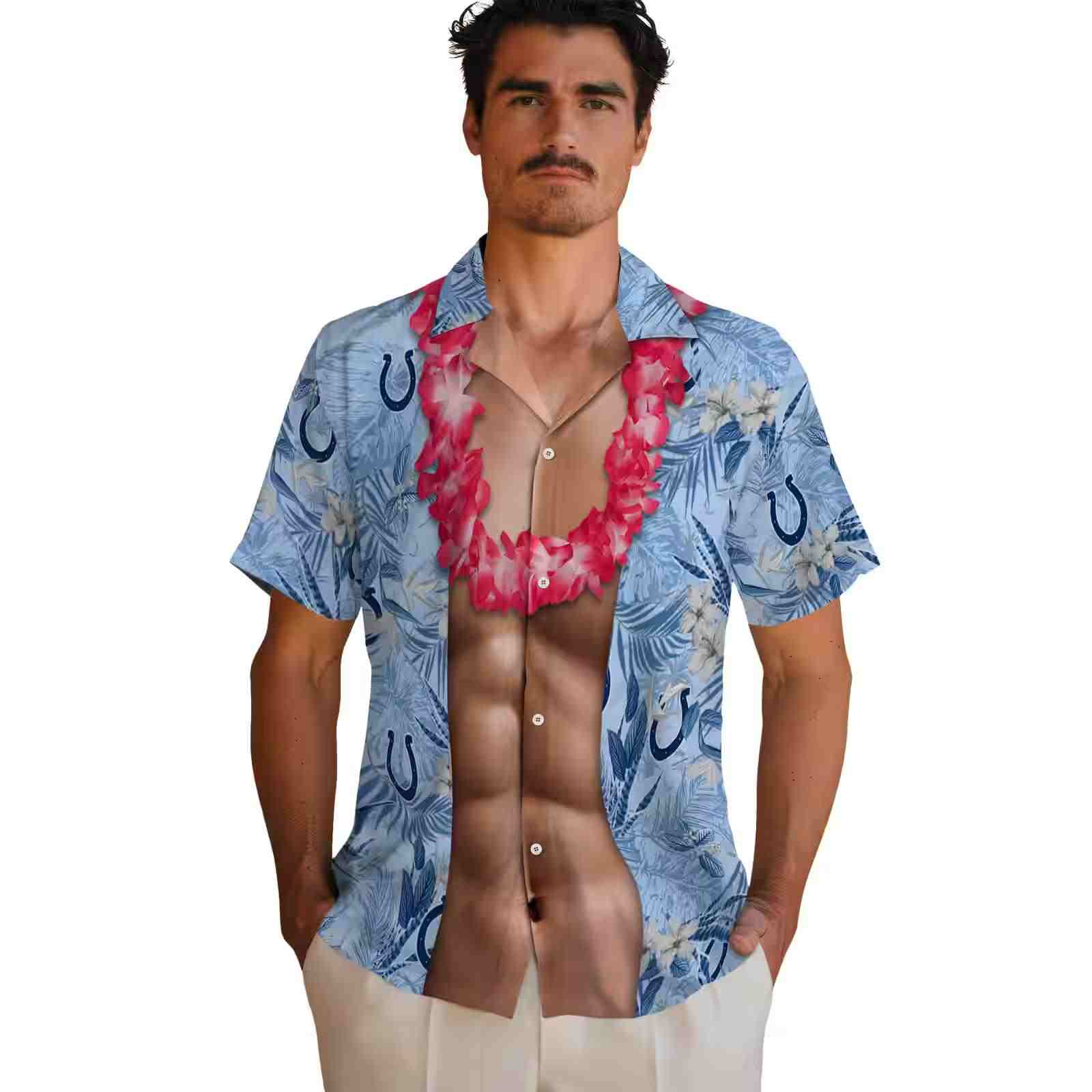 indianapolis colts chest illusion blue hawaiian shirt fashion forward