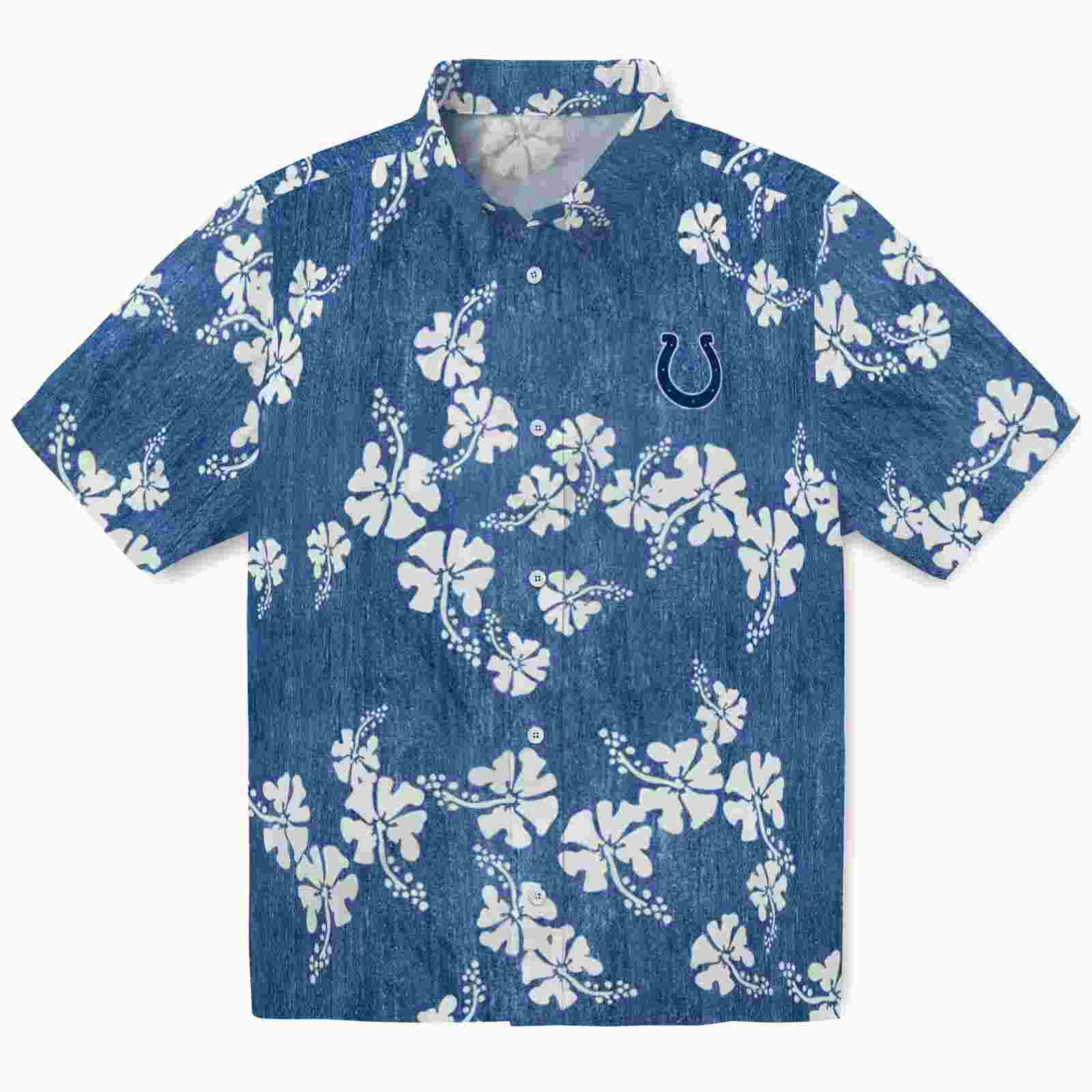 Indianapolis Colts Hibiscus Clusters Blue Hawaiian Shirt