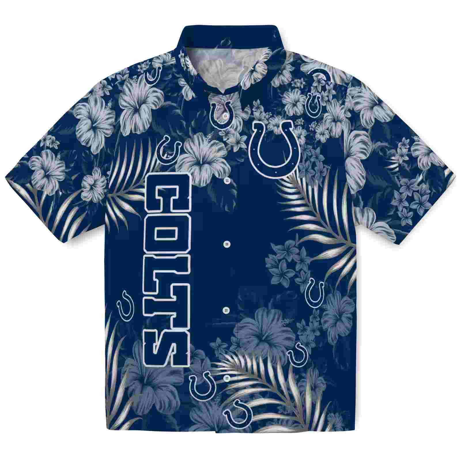 Indianapolis Colts Hibiscus Print Blue Hawaiian Shirt