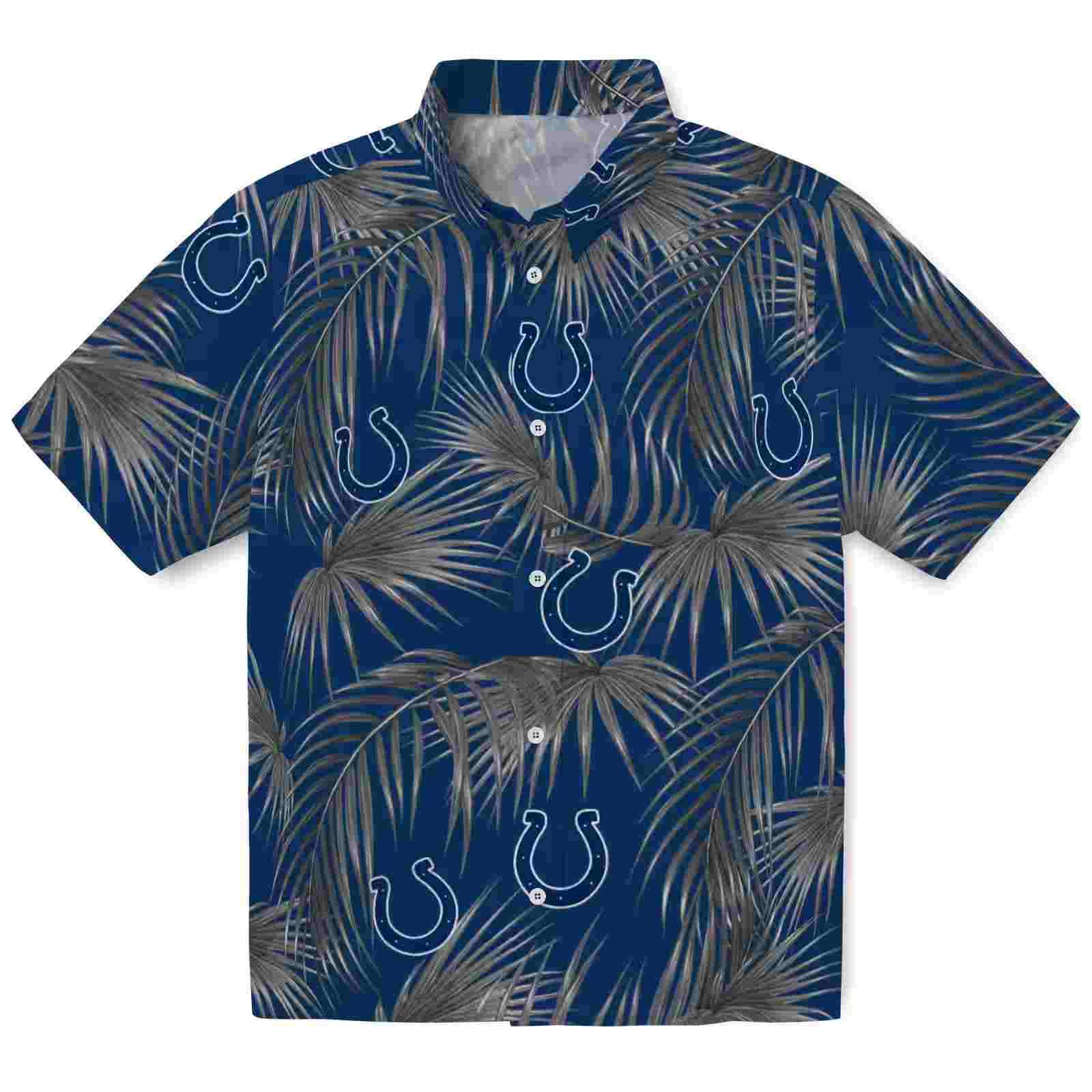 Indianapolis Colts Leafy Palms Blue Hawaiian Shirt