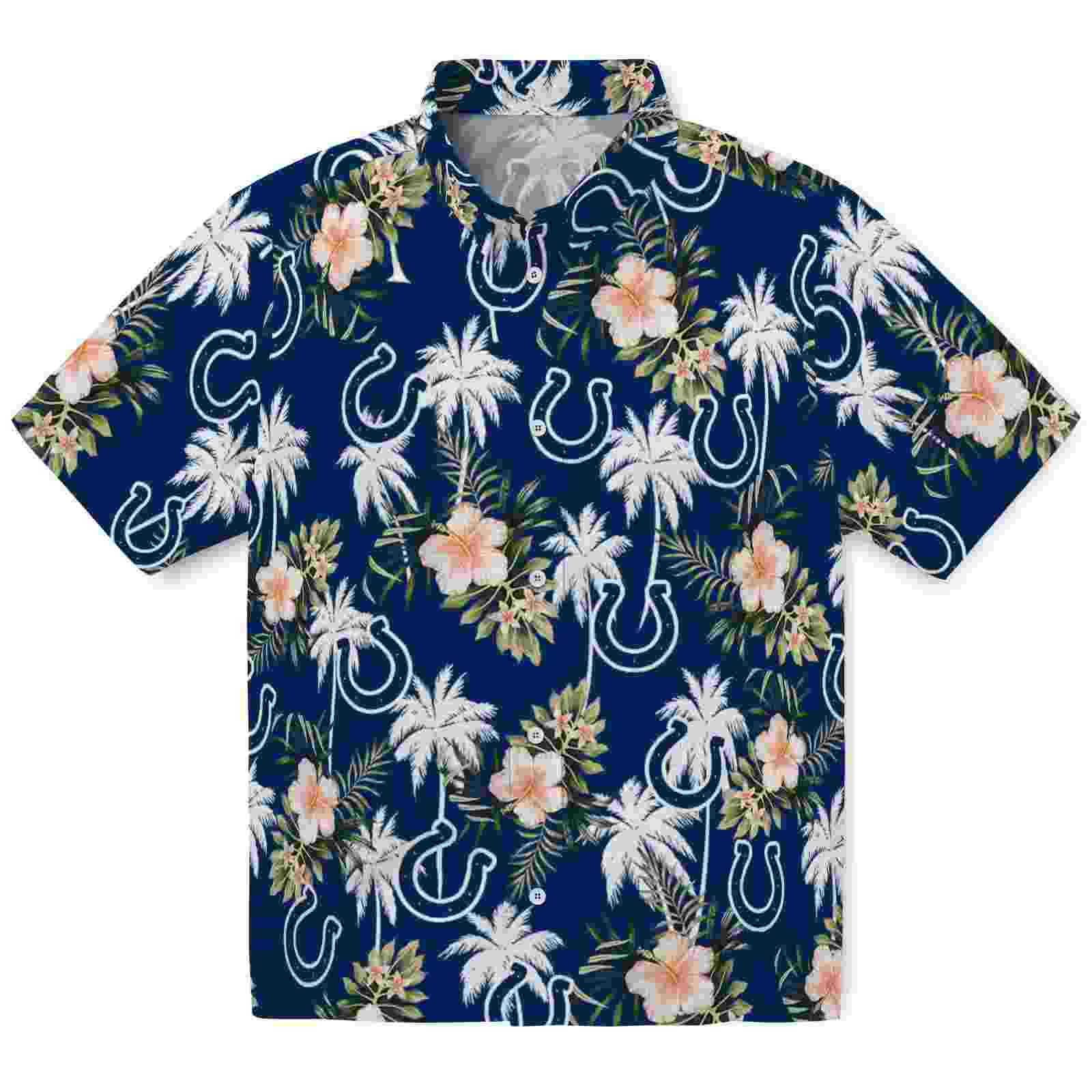 Indianapolis Colts Palm Tree Flower Blue Hawaiian Shirt