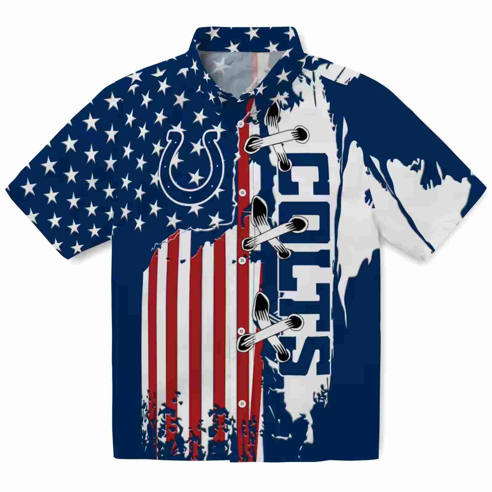 Indianapolis Colts Stitched Flag Blue Hawaiian Shirt