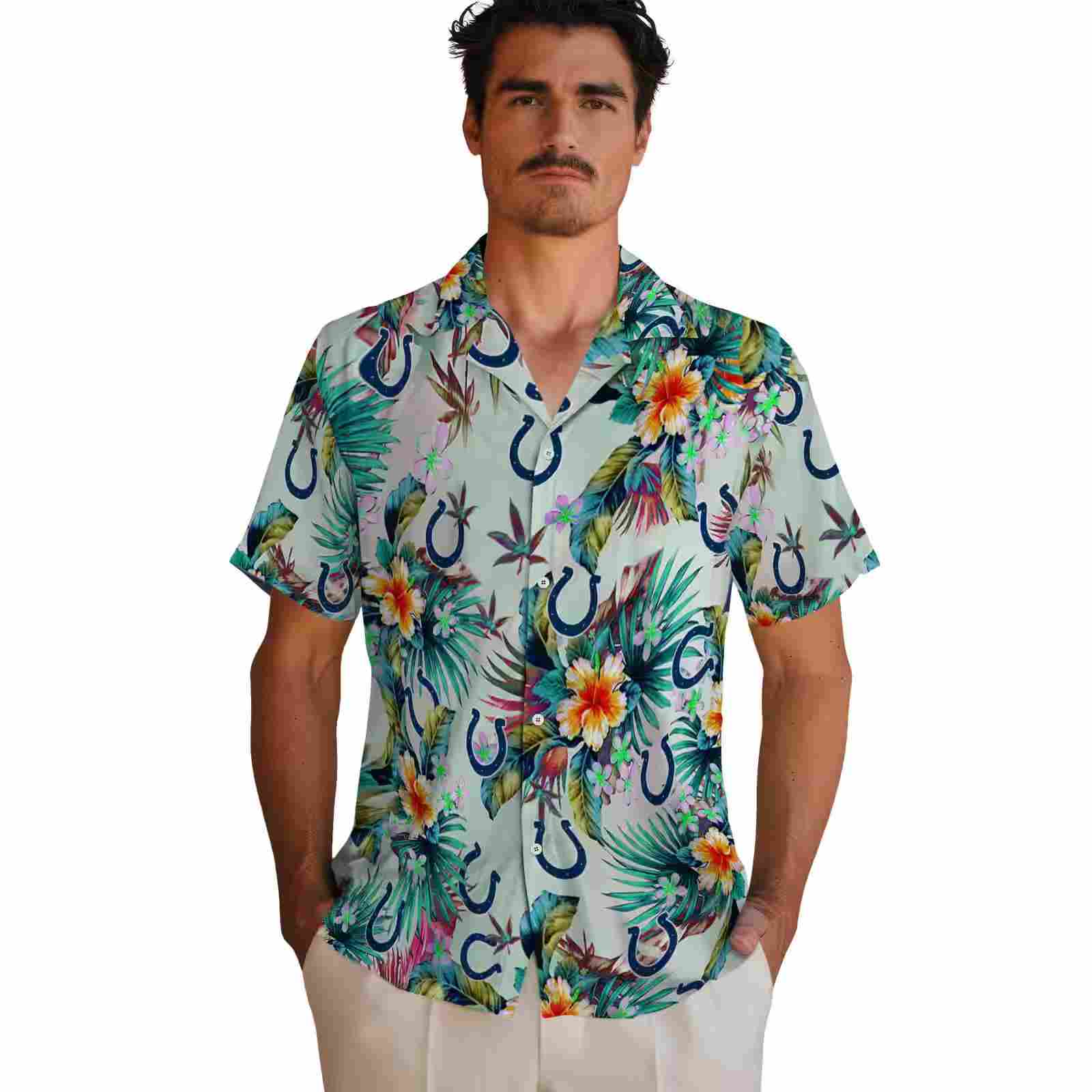 indianapolis colts tropical foliage green hawaiian shirt fashion forward