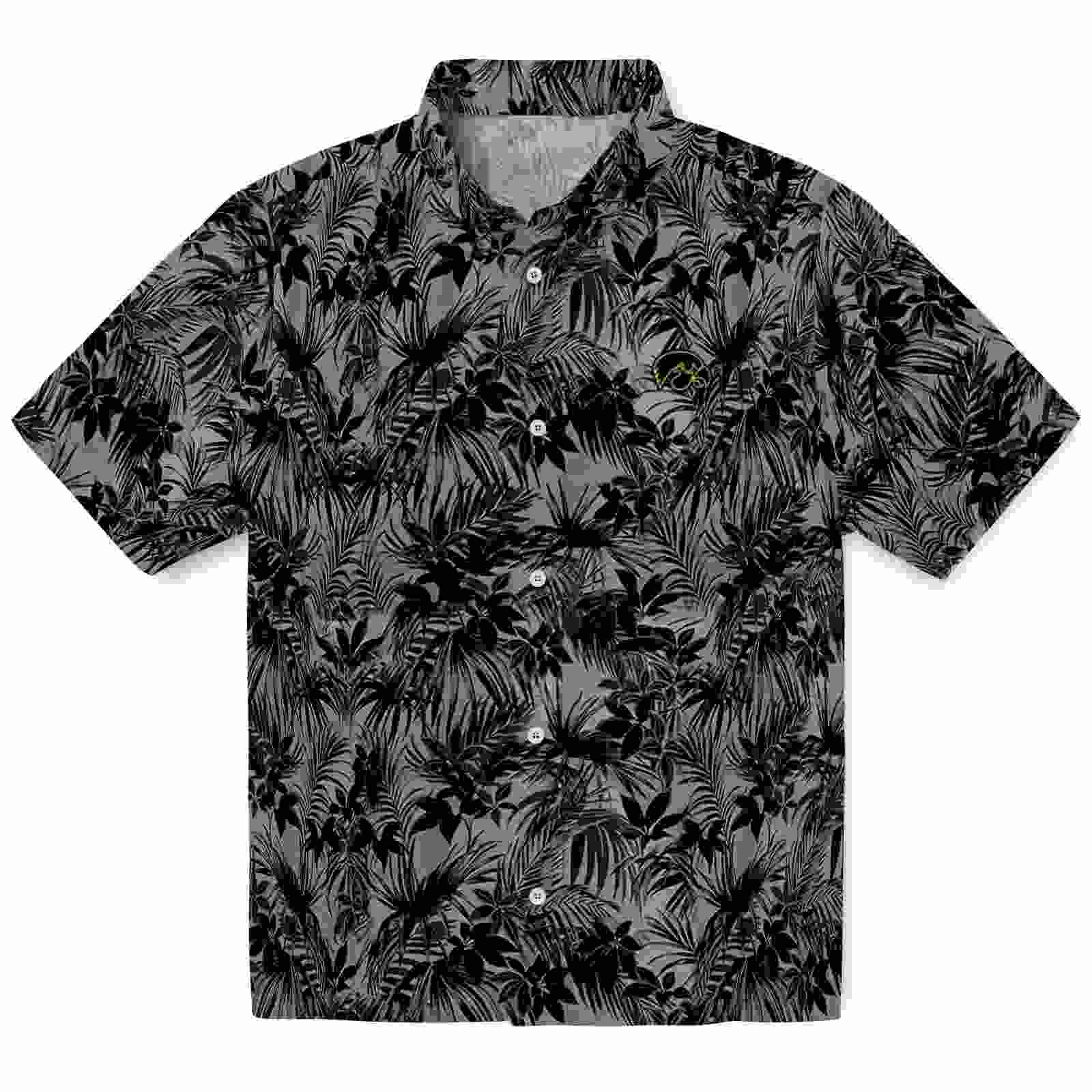 Iowa Hawkeyes Leafy Pattern Black Hawaiian Shirt