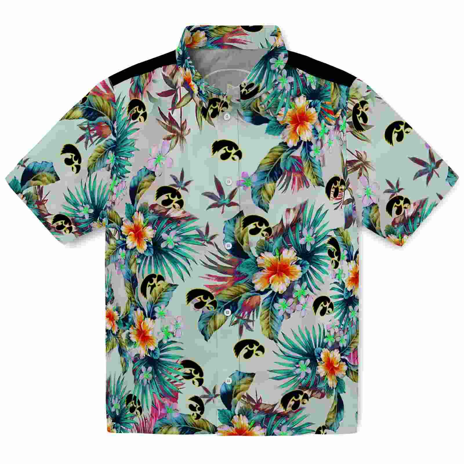 Iowa Hawkeyes Tropical Foliage Green Hawaiian Shirt