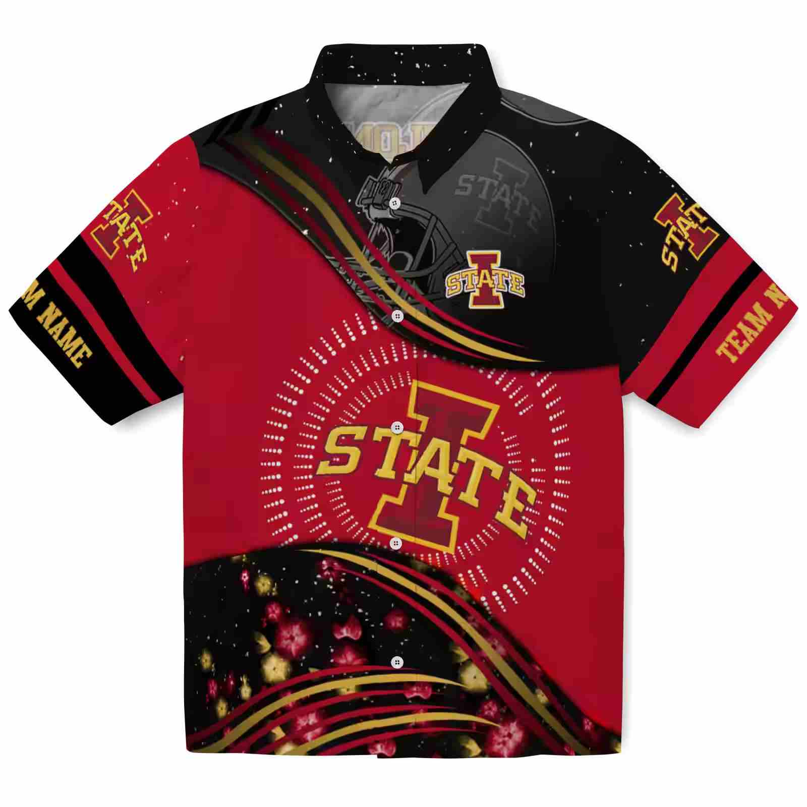 Iowa State Cyclones Football Wave Red Black Hawaiian Shirt