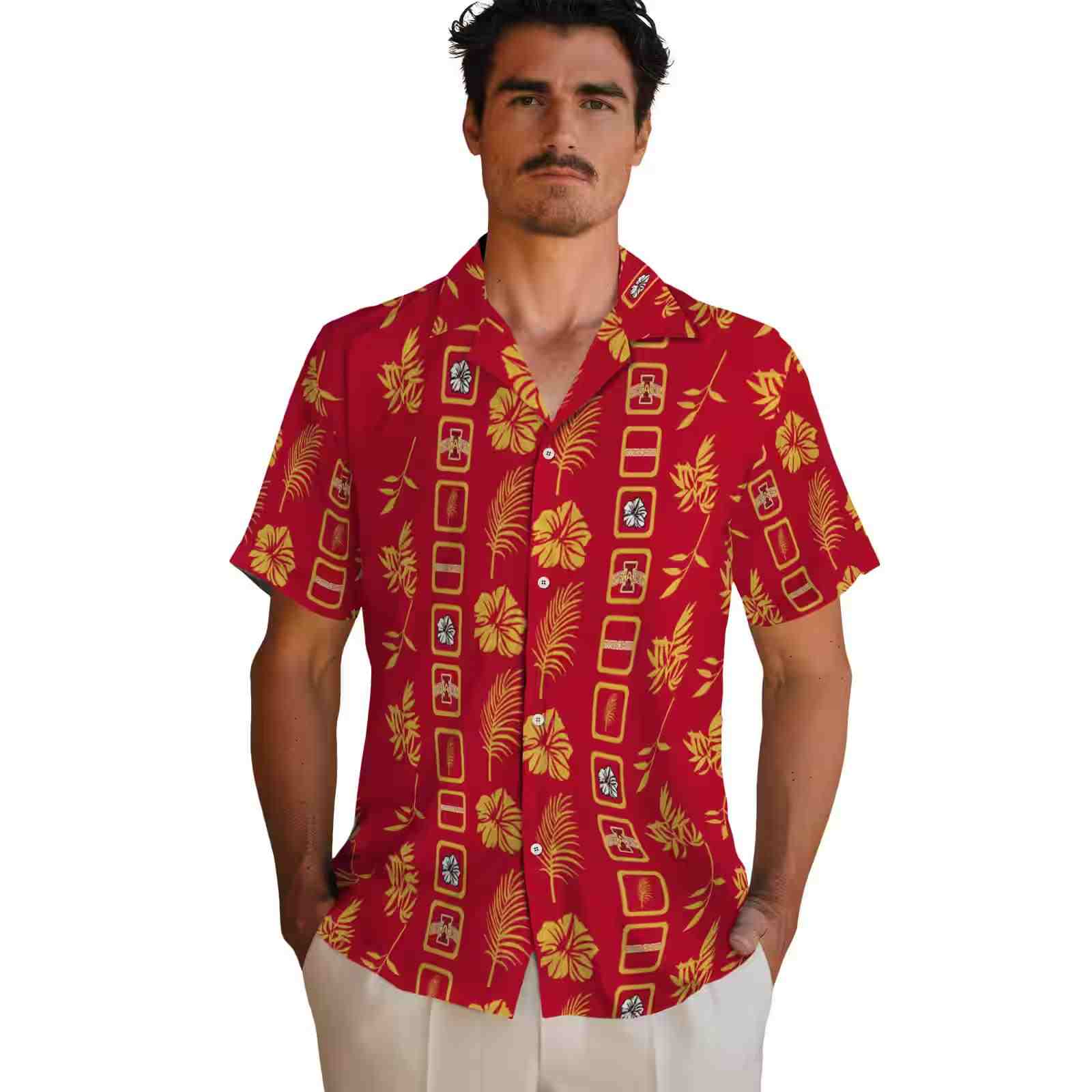 iowa state cyclones framed floral red hawaiian shirt fashion forward