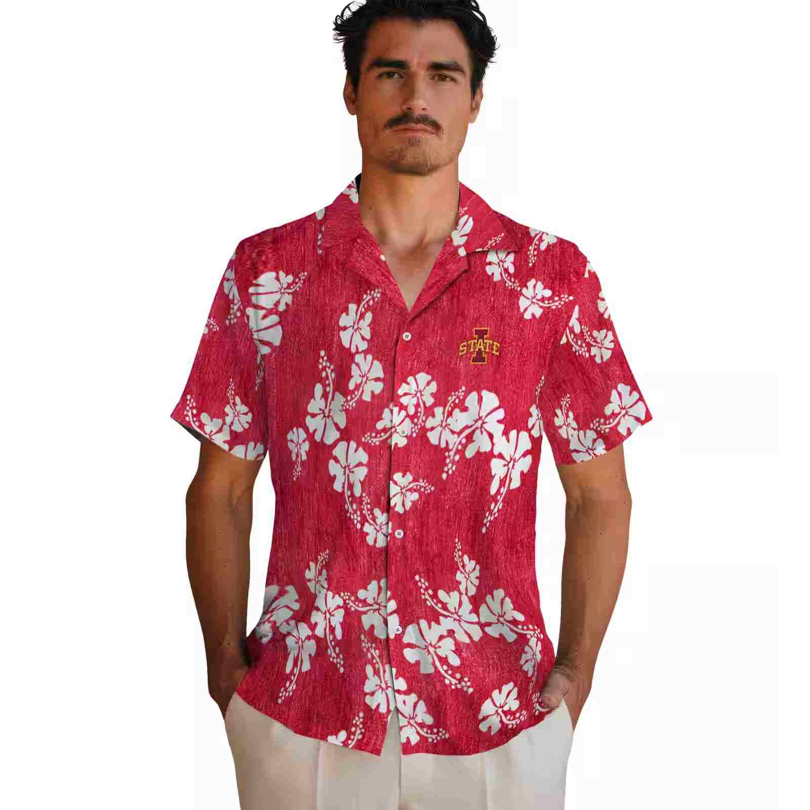 iowa state cyclones hibiscus clusters red hawaiian shirt fashion forward