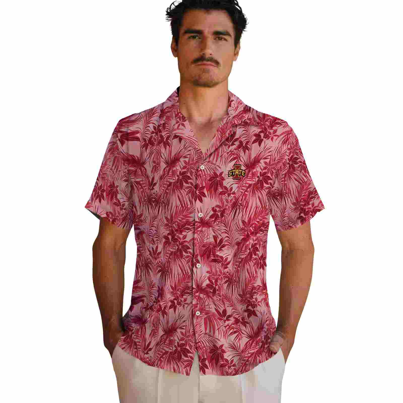 iowa state cyclones leafy pattern red hawaiian shirt fashion forward