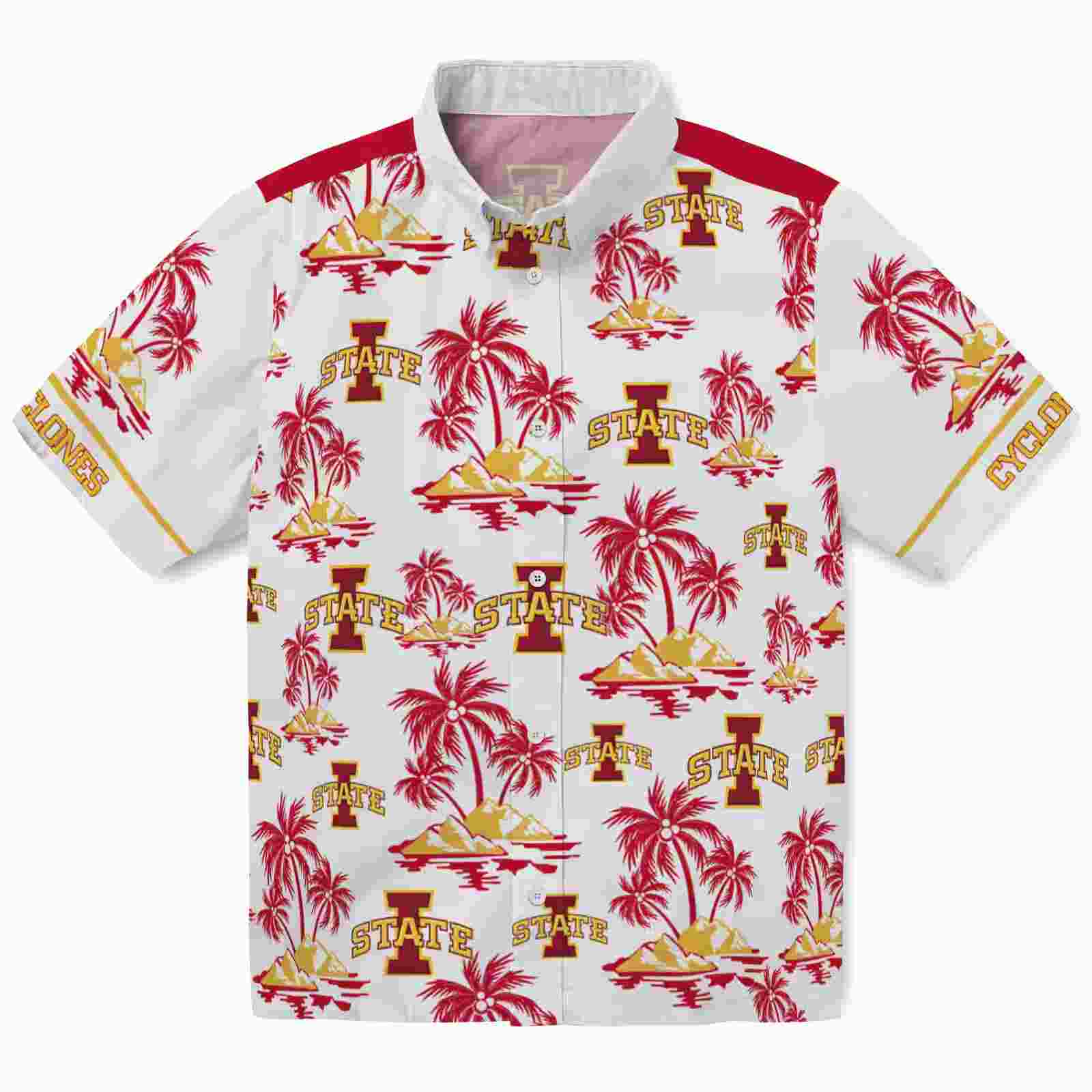 Iowa State Cyclones Palm Island Print Red White Hawaiian Shirt