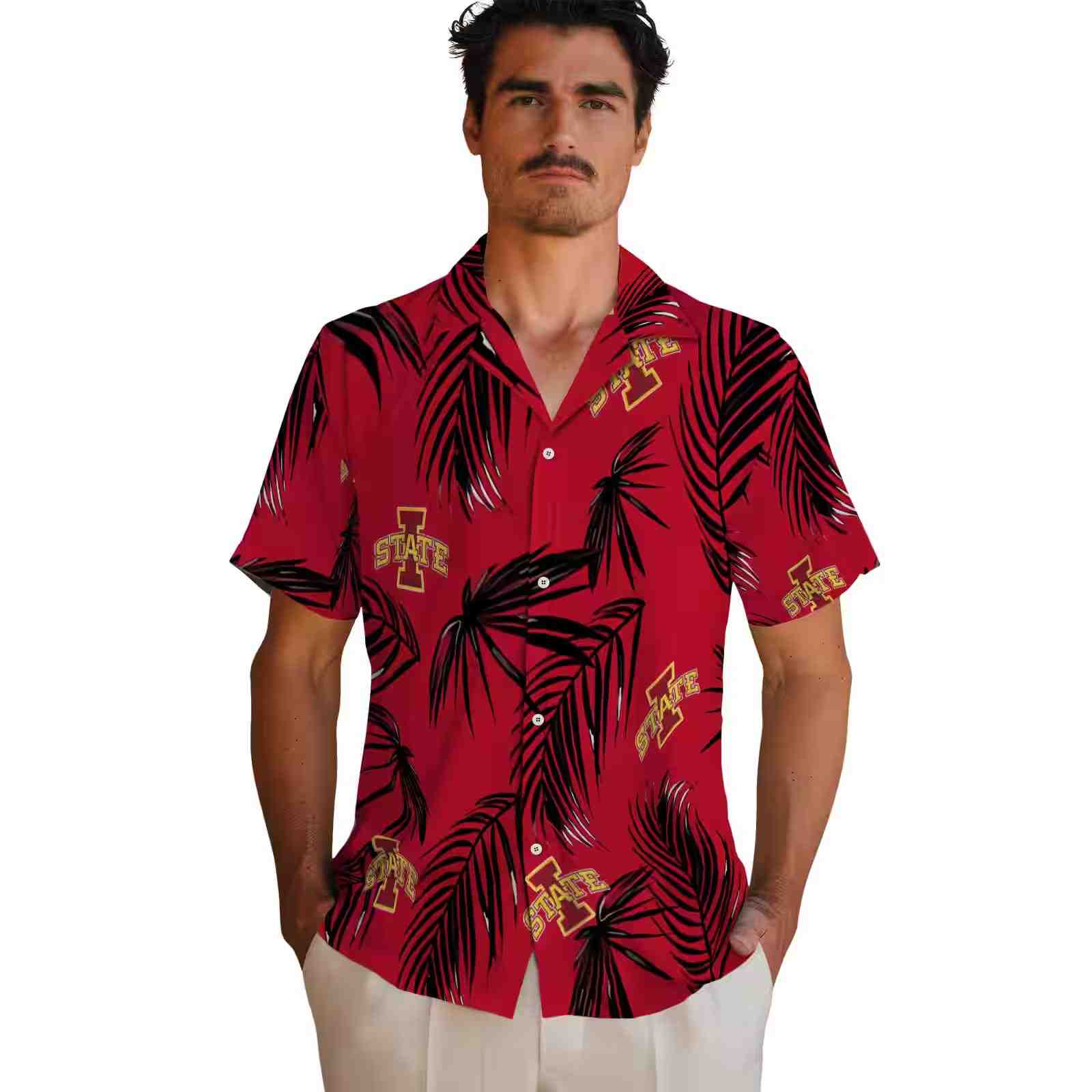 iowa state cyclones palm leaf red hawaiian shirt fashion forward