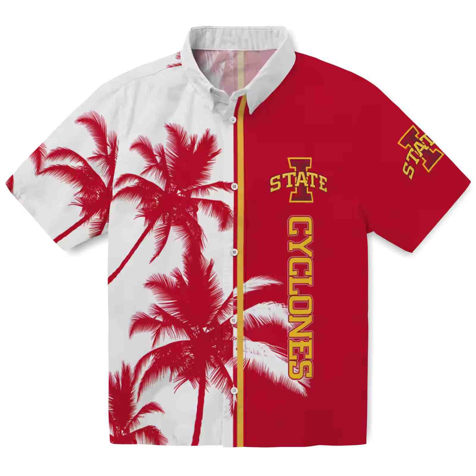 Iowa State Cyclones Palm Trees Red White Hawaiian Shirt