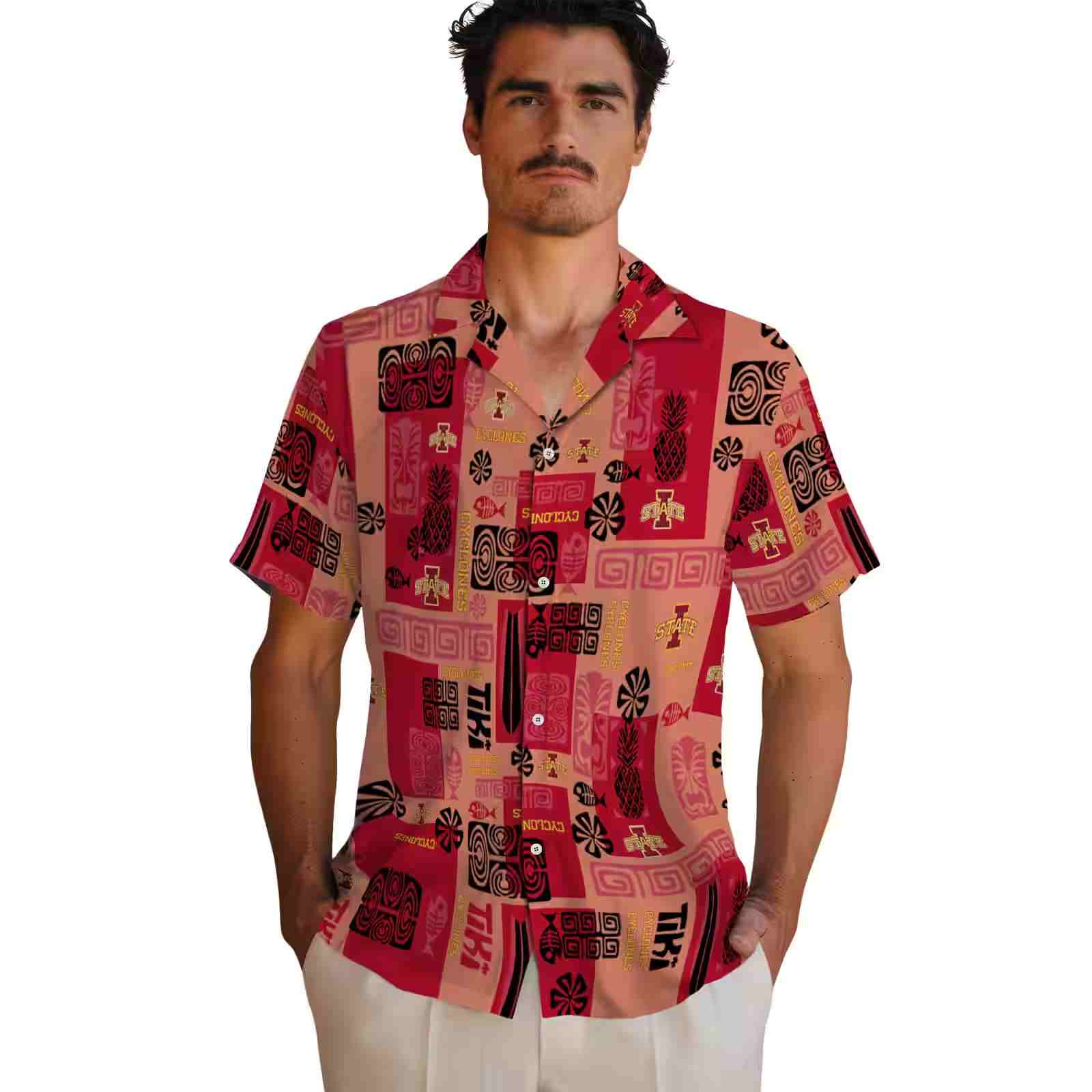 iowa state cyclones tribal symbols red hawaiian shirt fashion forward