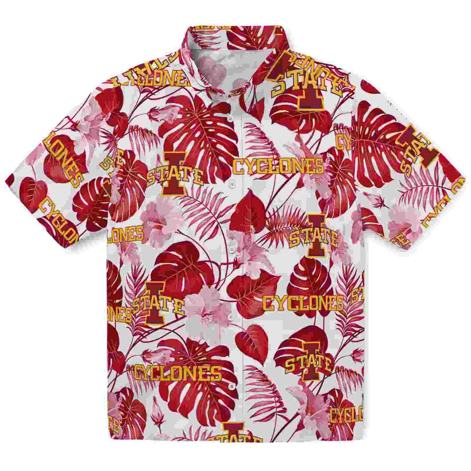 Iowa State Cyclones Tropical Plants Red White Hawaiian Shirt