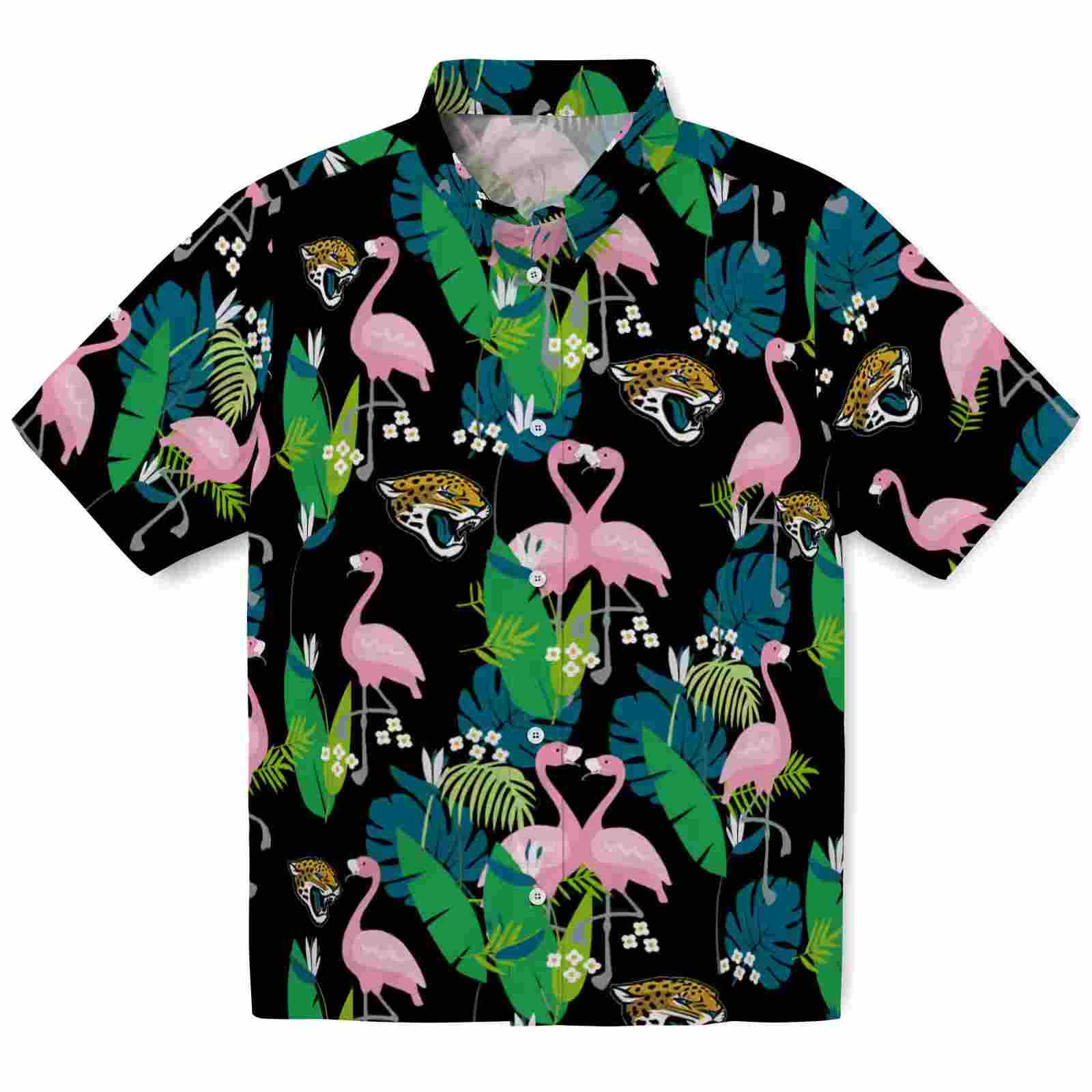 Jacksonville Jaguars Flamingo Foliage Teal Green Hawaiian Shirt