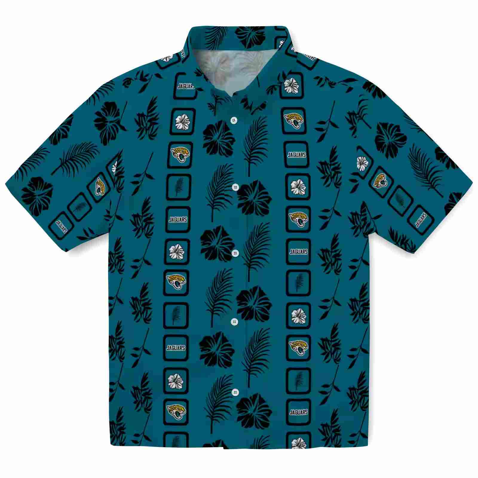 Jacksonville Jaguars Framed Floral Teal Hawaiian Shirt