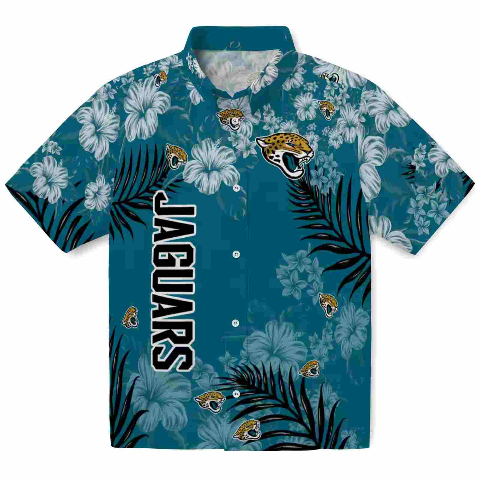 Jacksonville Jaguars Hibiscus Print Teal Hawaiian Shirt