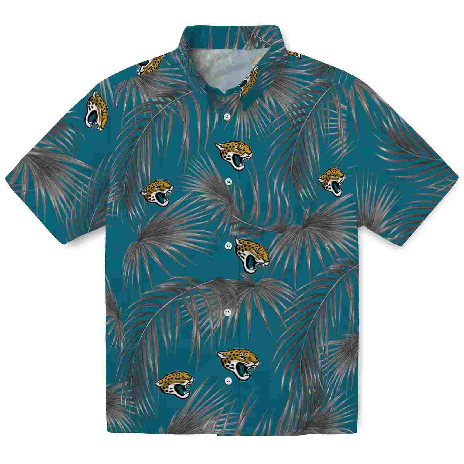 Jacksonville Jaguars Leafy Palms Teal Hawaiian Shirt